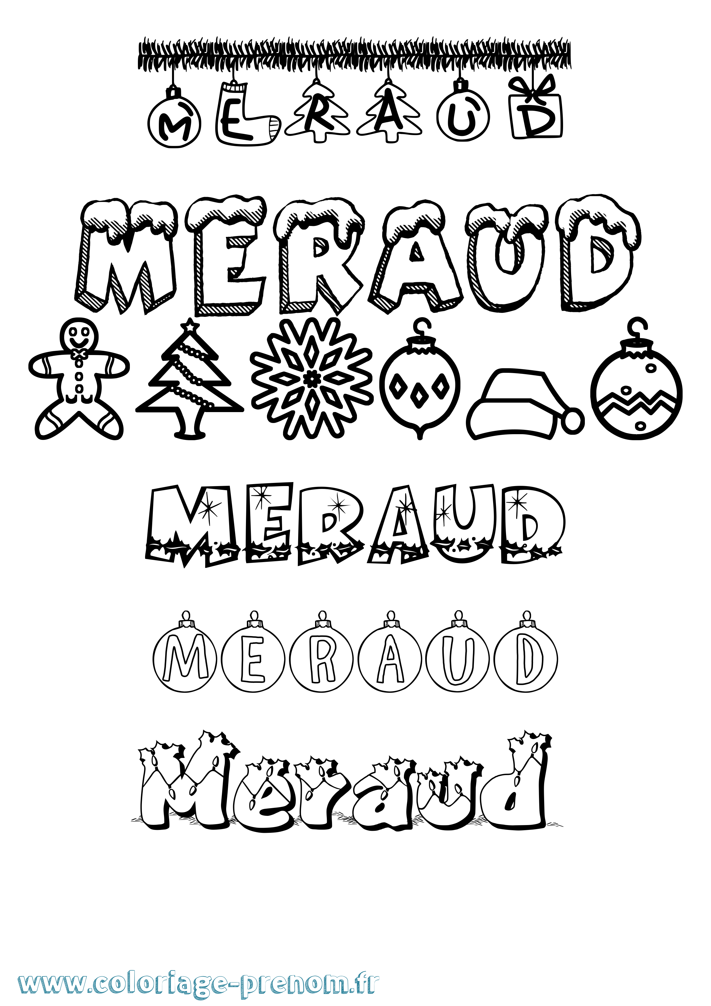 Coloriage Meraud Noël Coloriage prénom Meraud Noël