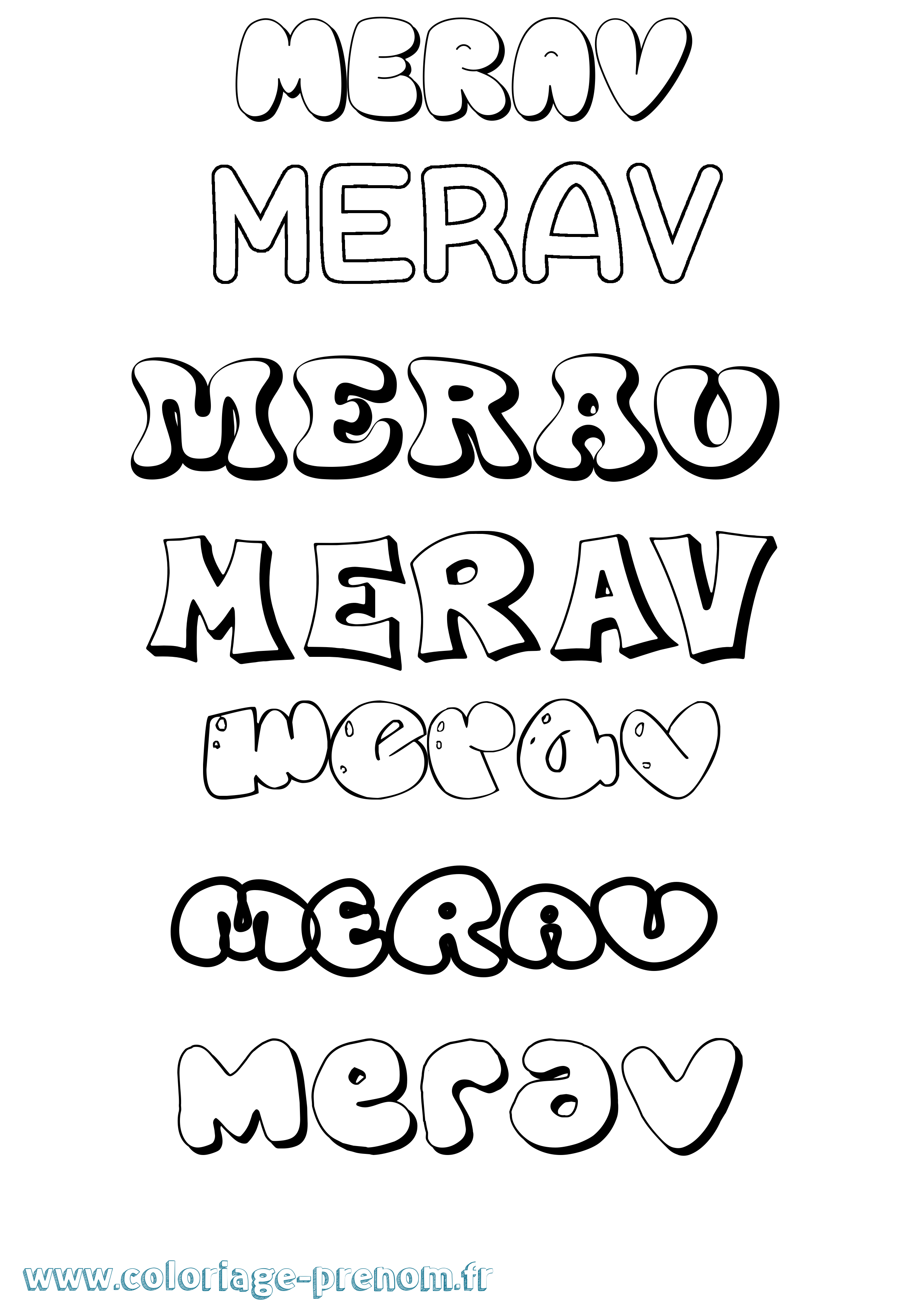 Coloriage Merav Bubble Coloriage prénom Merav Bubble