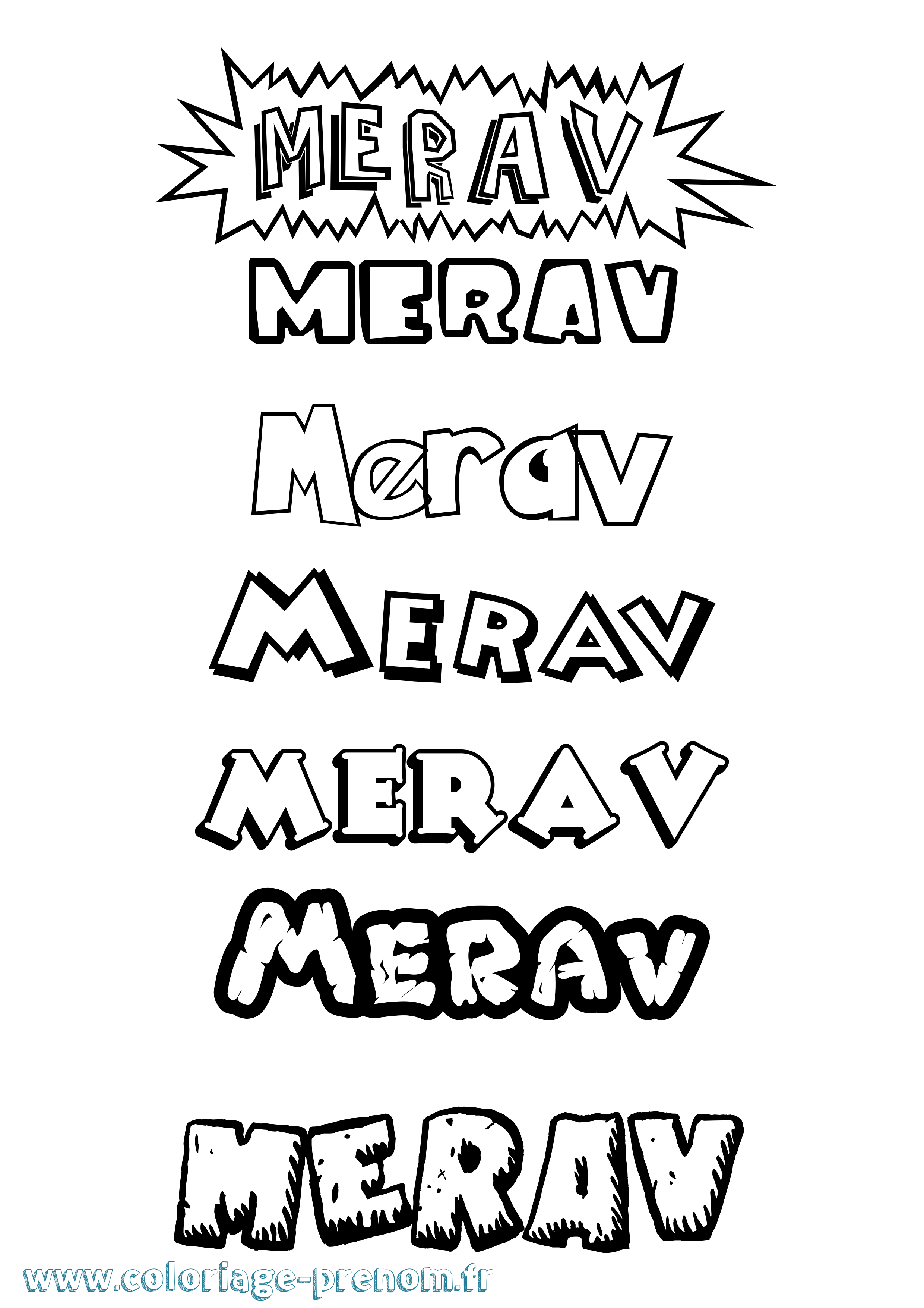 Coloriage Merav Dessin Animé Coloriage prénom Merav Dessin Animé