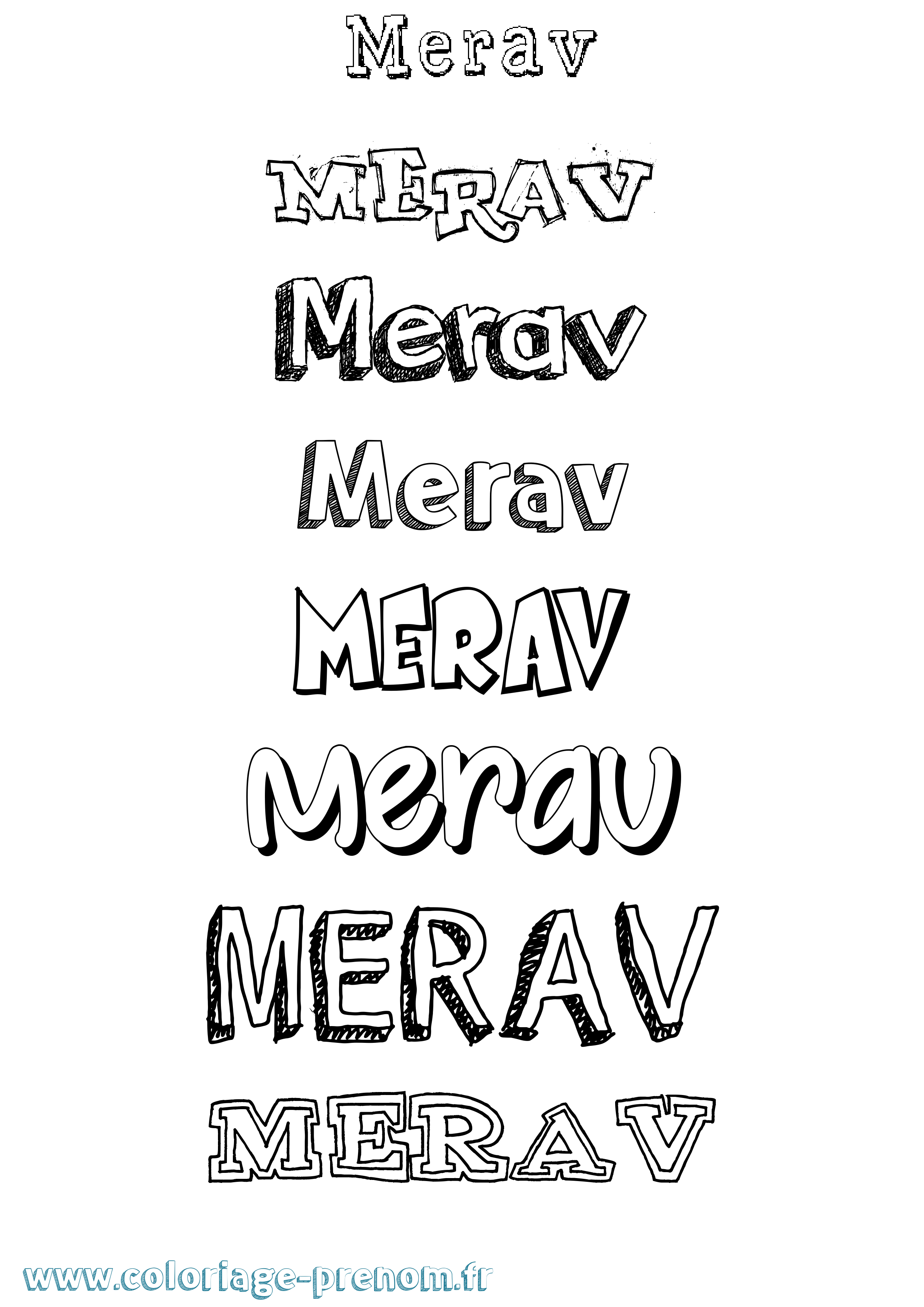 Coloriage Merav Dessiné Coloriage prénom Merav Dessiné