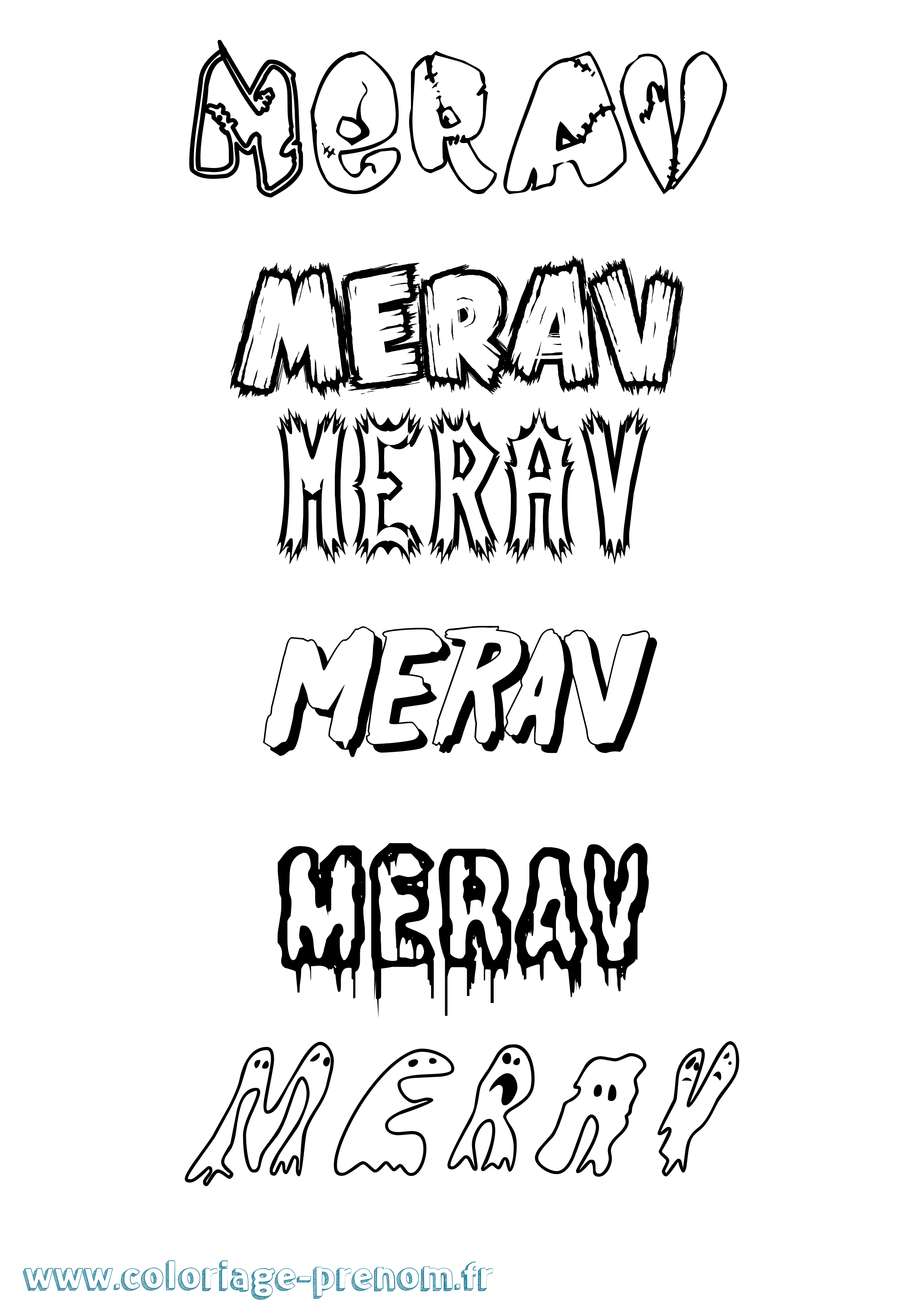 Coloriage Merav Frisson Coloriage prénom Merav Frisson