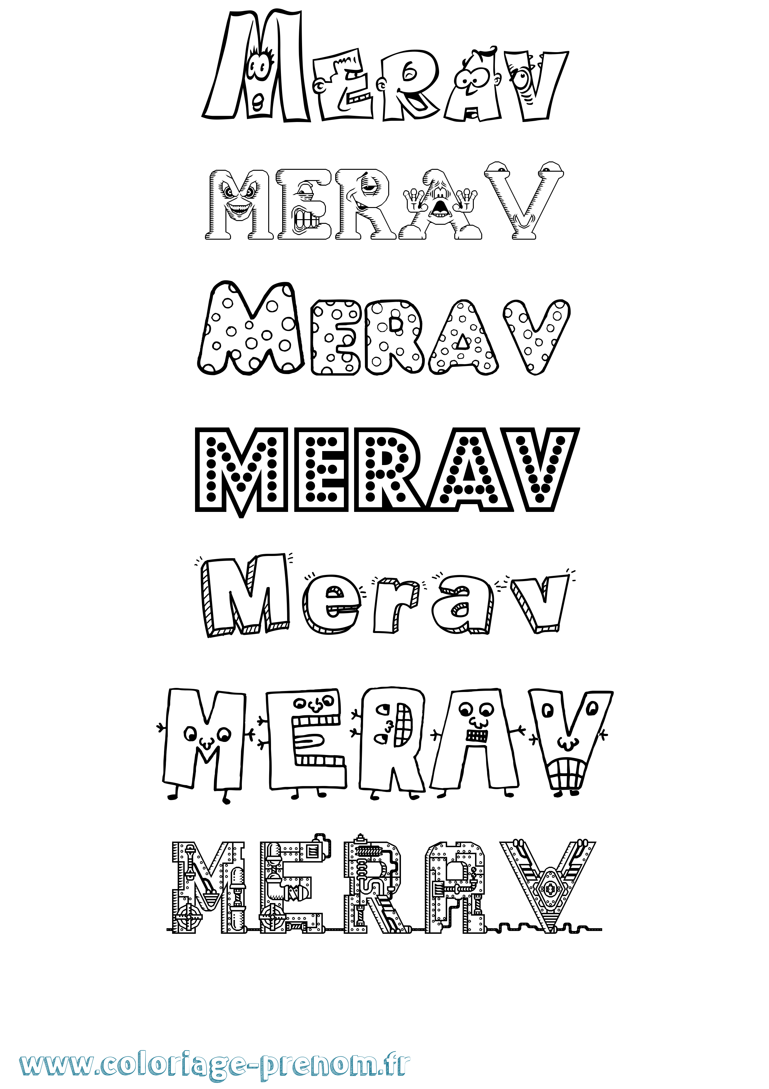 Coloriage Merav Fun Coloriage prénom Merav Fun