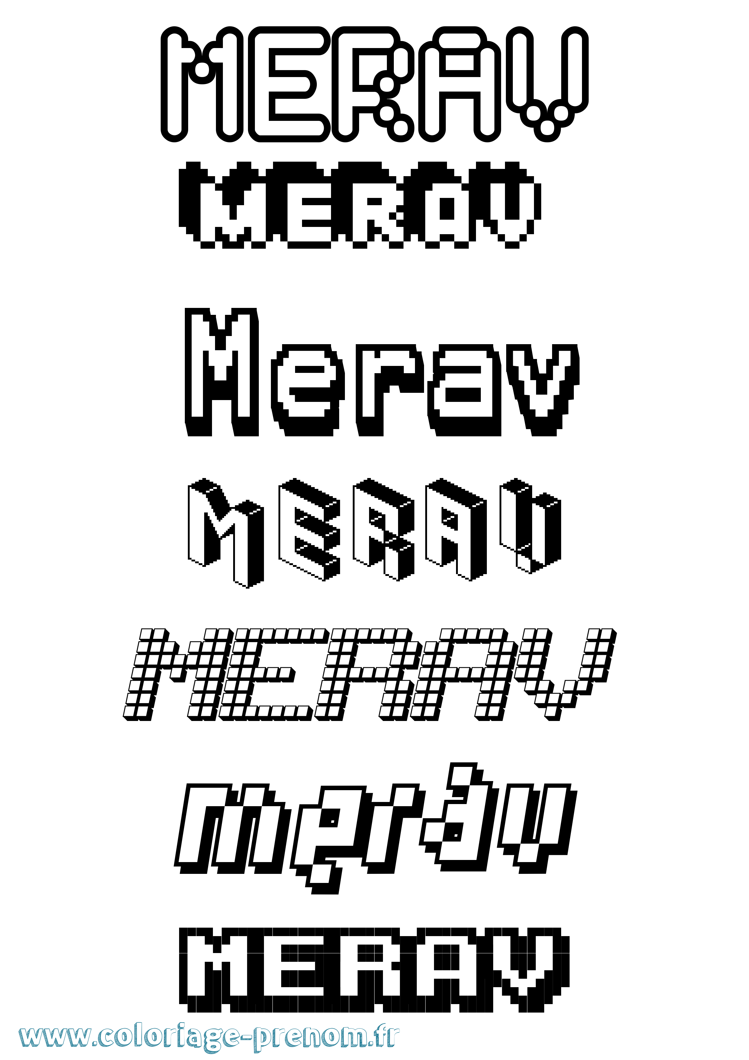 Coloriage Merav Pixel Coloriage prénom Merav Pixel
