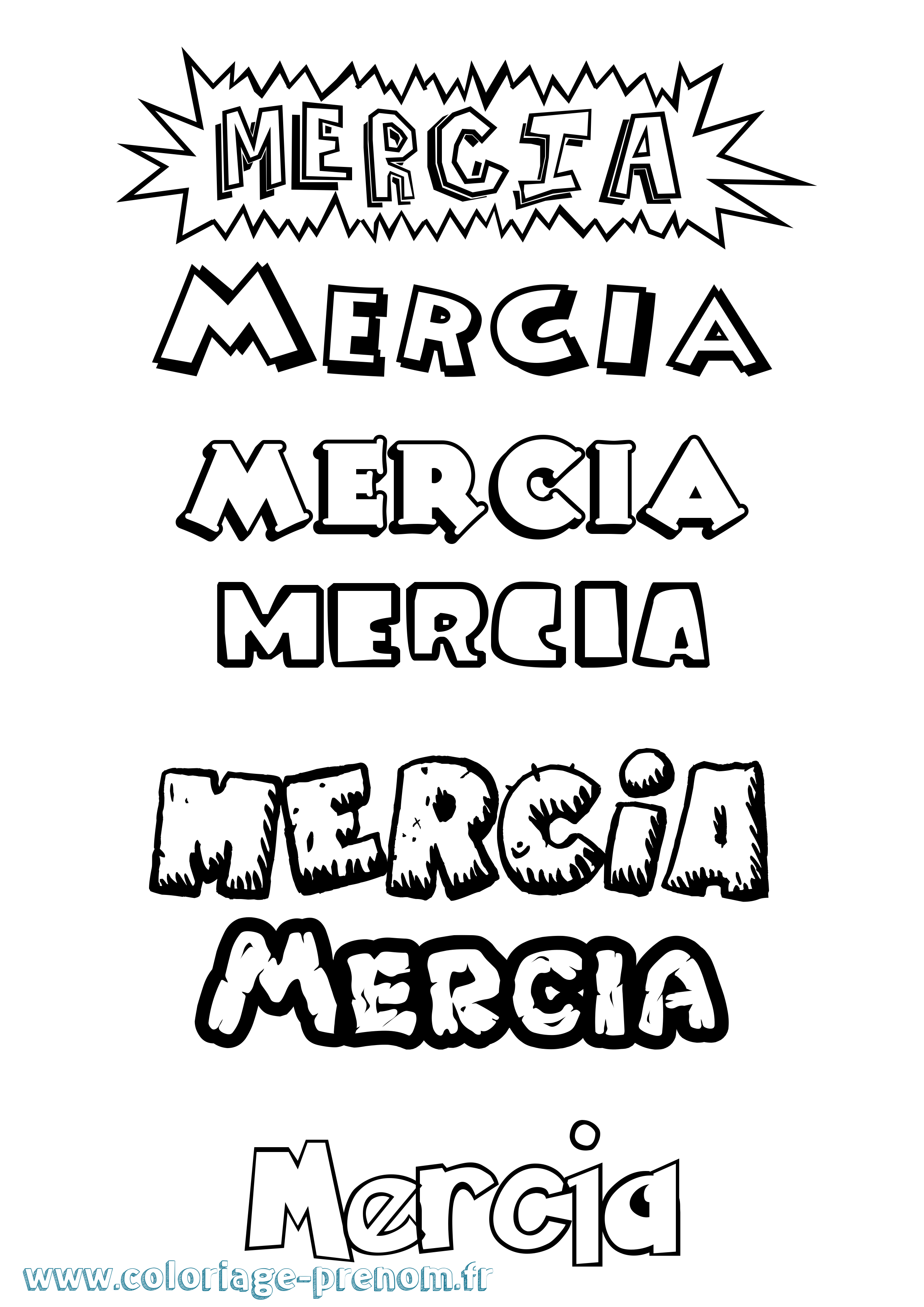 Coloriage Mercia Dessin Animé Coloriage prénom Mercia Dessin Animé