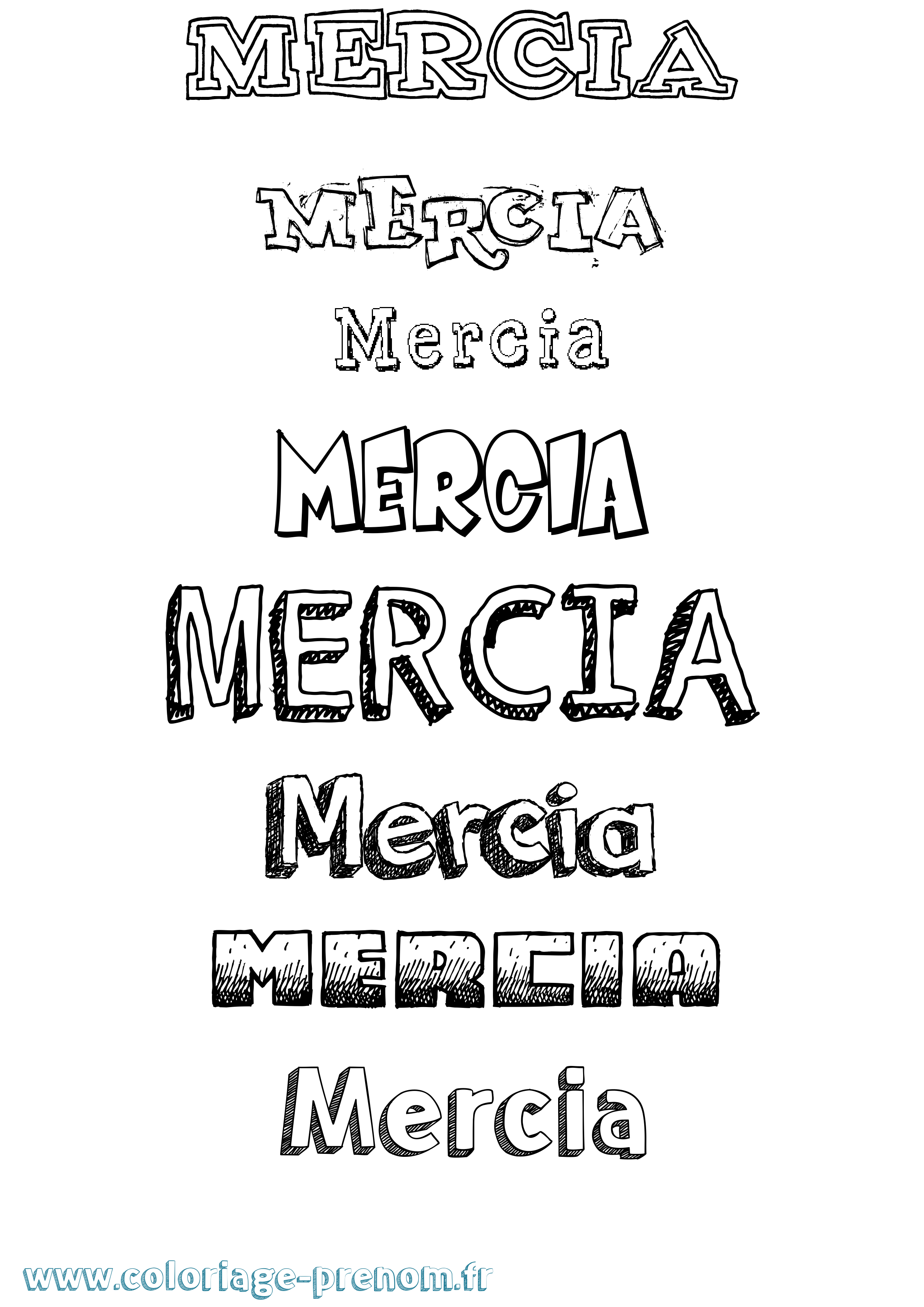 Coloriage Mercia Dessiné Coloriage prénom Mercia Dessiné