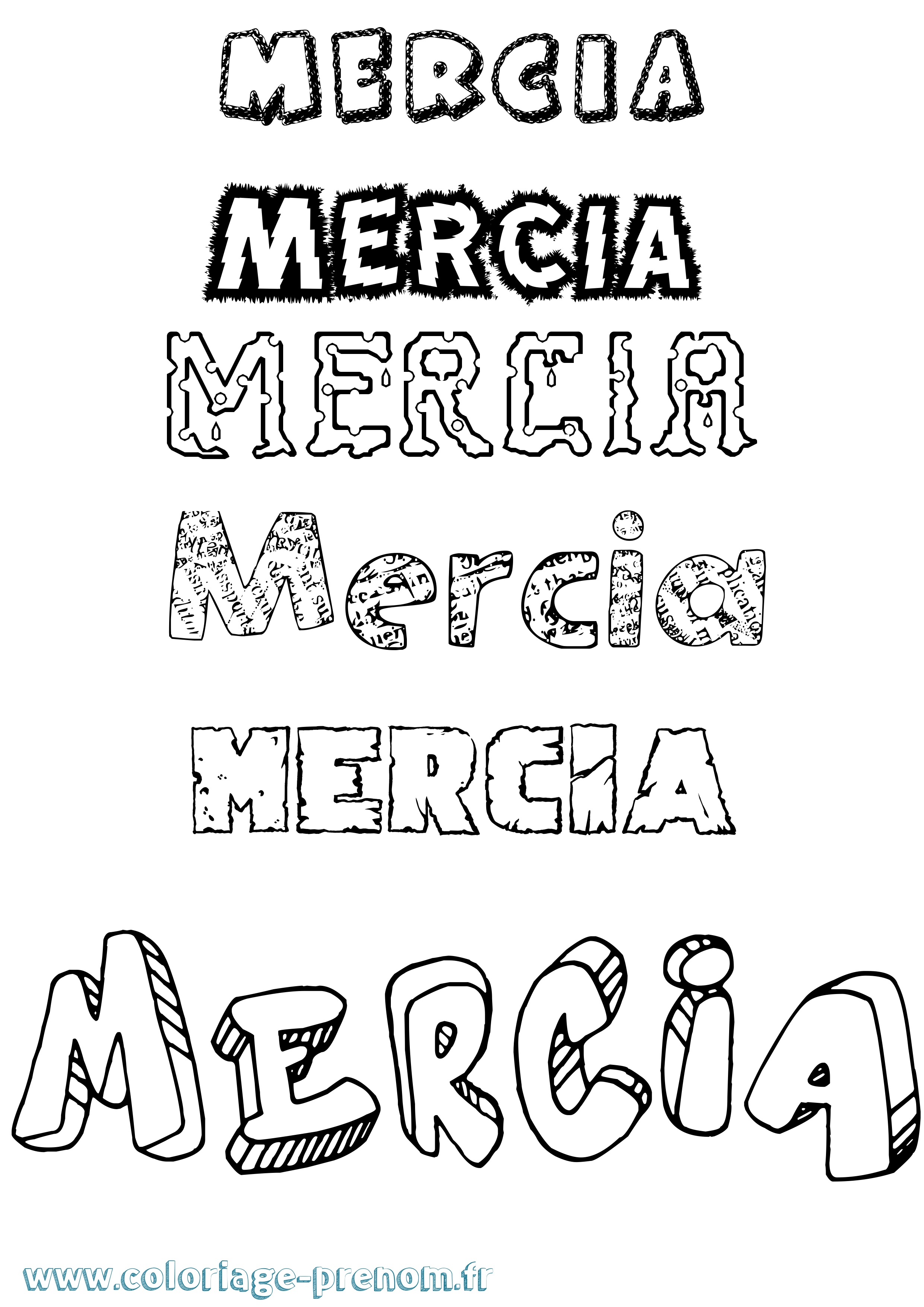Coloriage Mercia Destructuré Coloriage prénom Mercia Destructuré