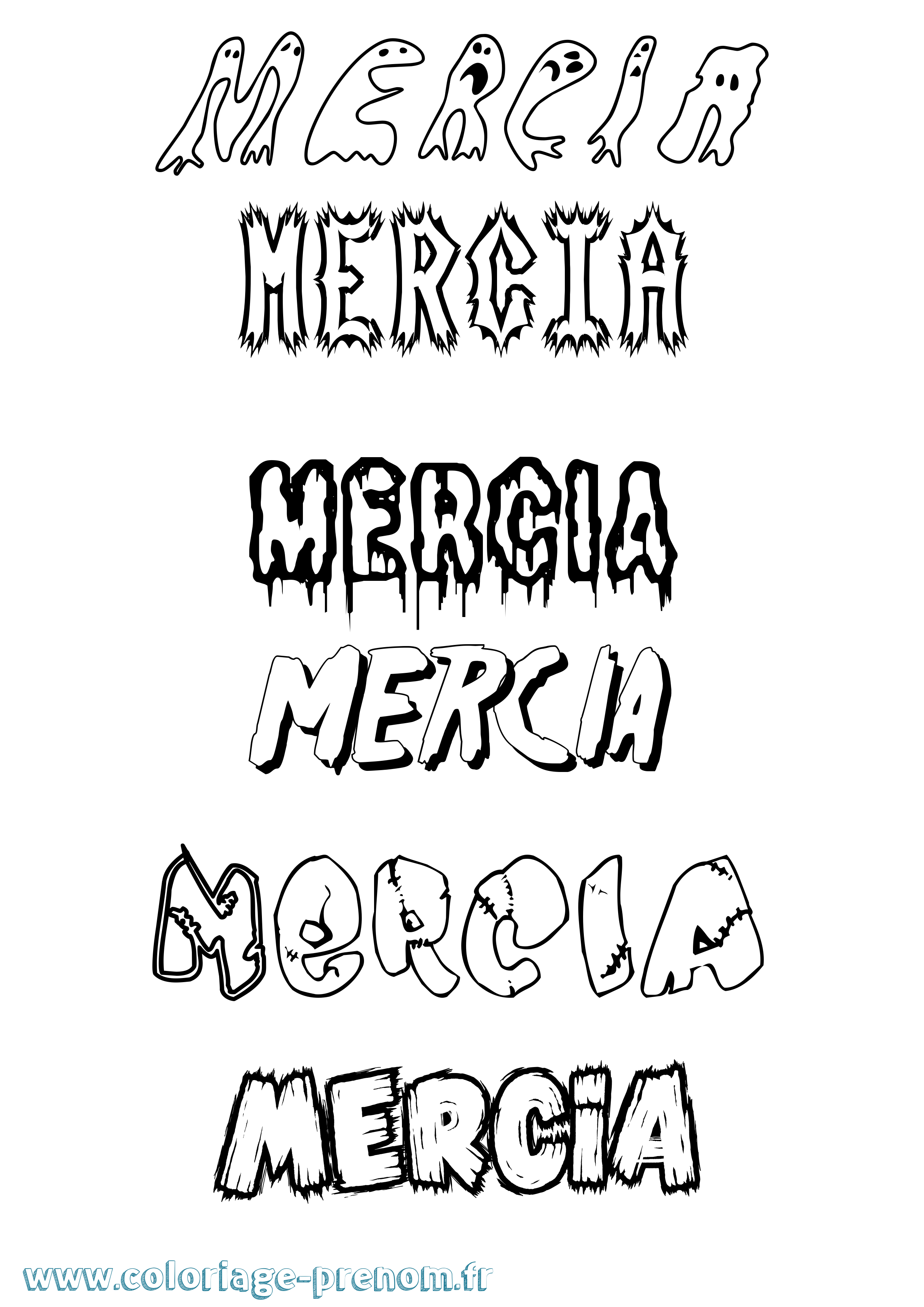 Coloriage Mercia Frisson Coloriage prénom Mercia Frisson