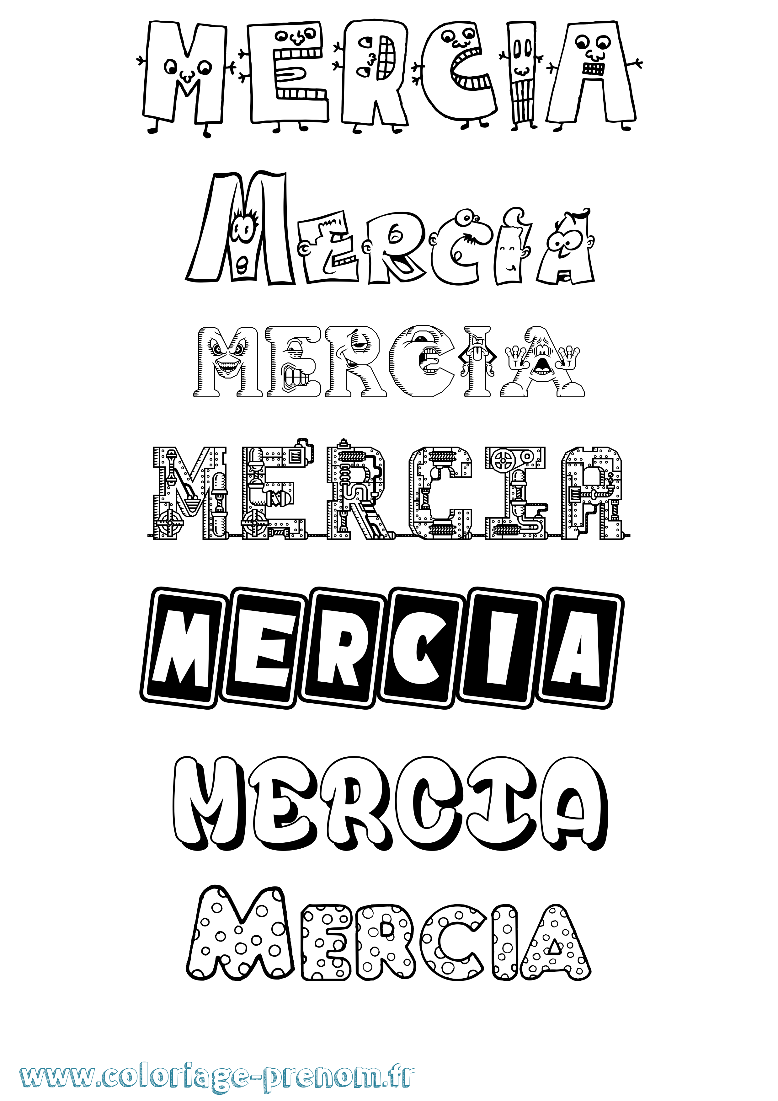 Coloriage Mercia Fun Coloriage prénom Mercia Fun