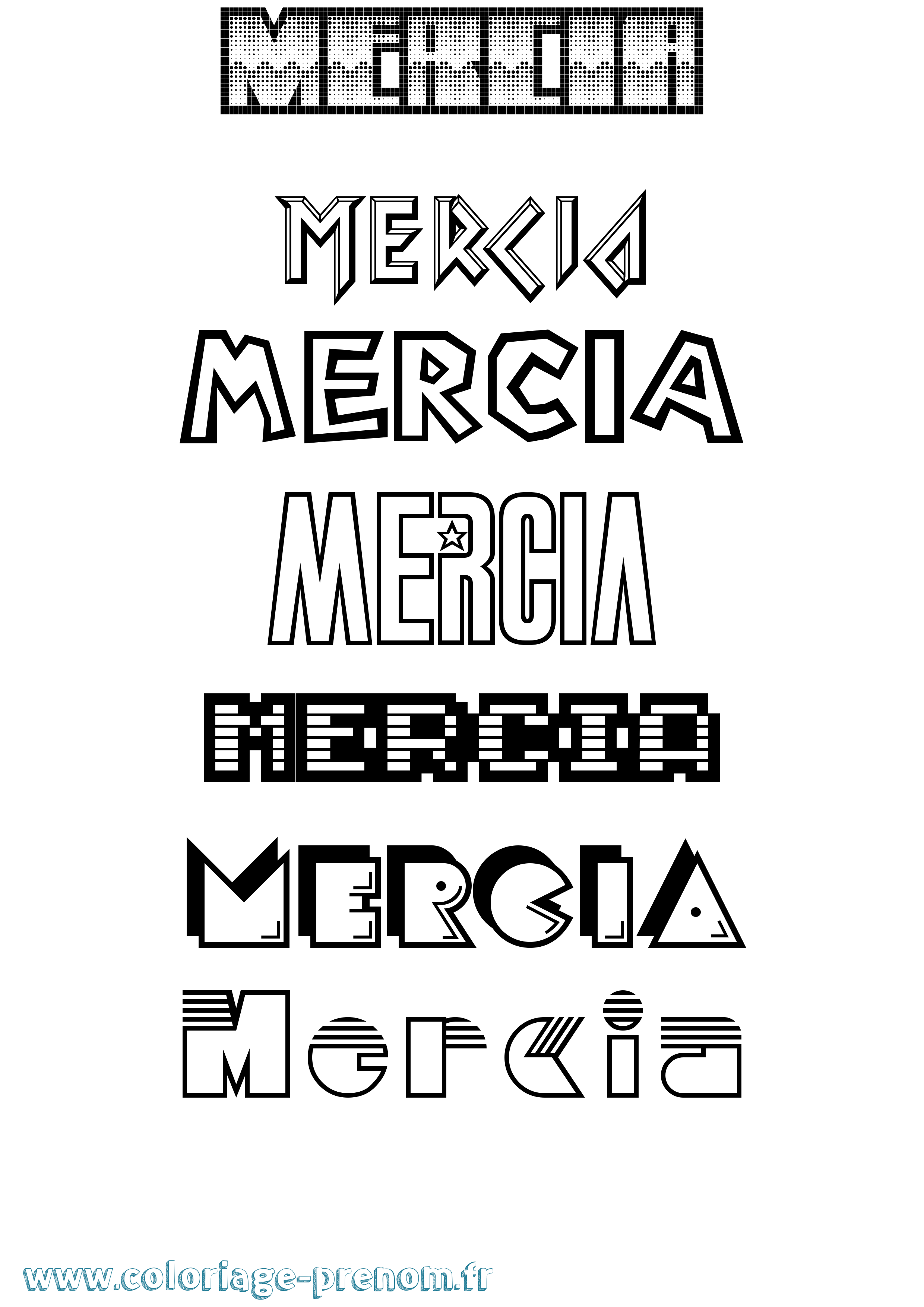 Coloriage Mercia Jeux Vidéos Coloriage prénom Mercia Jeux Vidéos