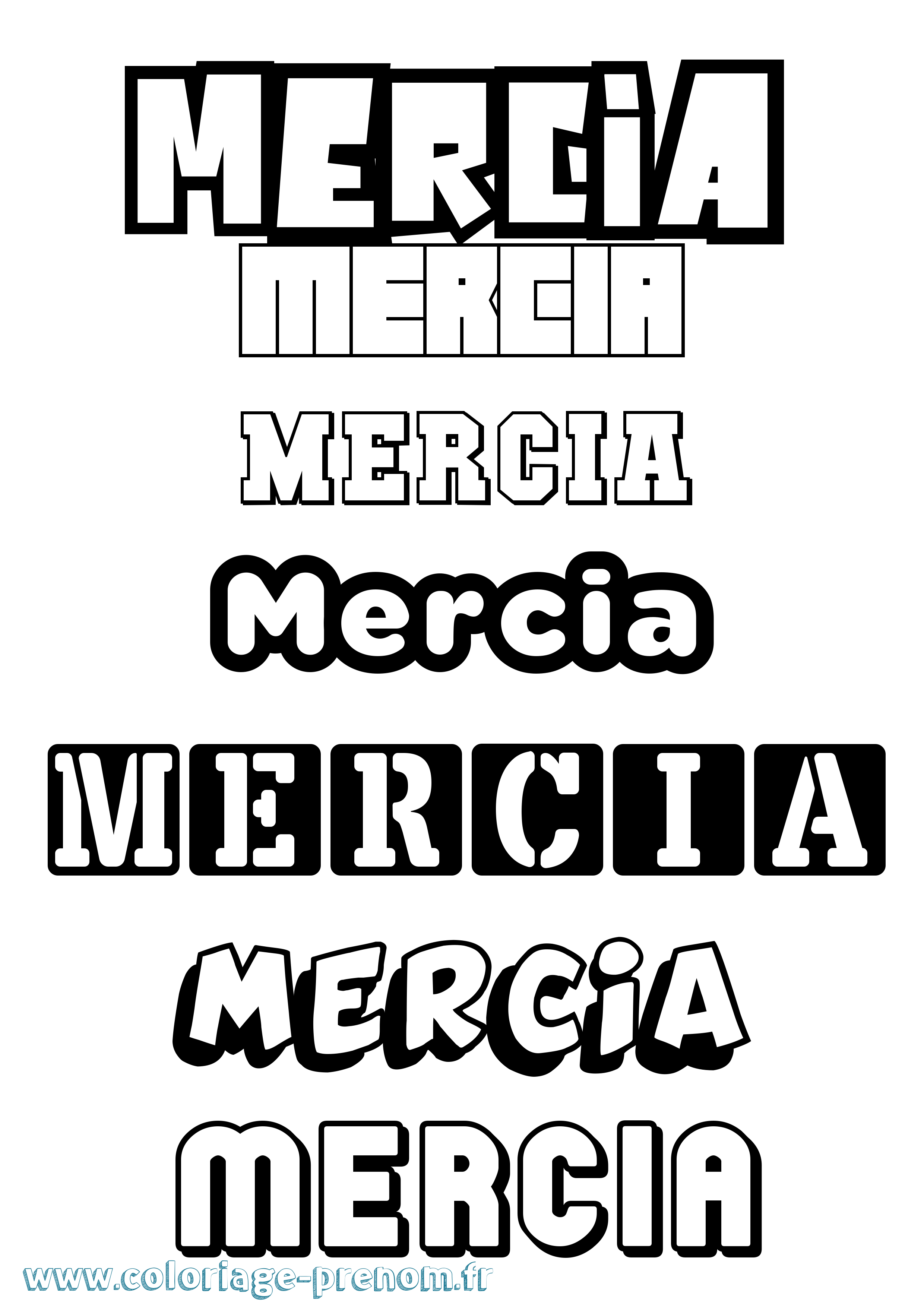 Coloriage Mercia Simple Coloriage prénom Mercia Simple
