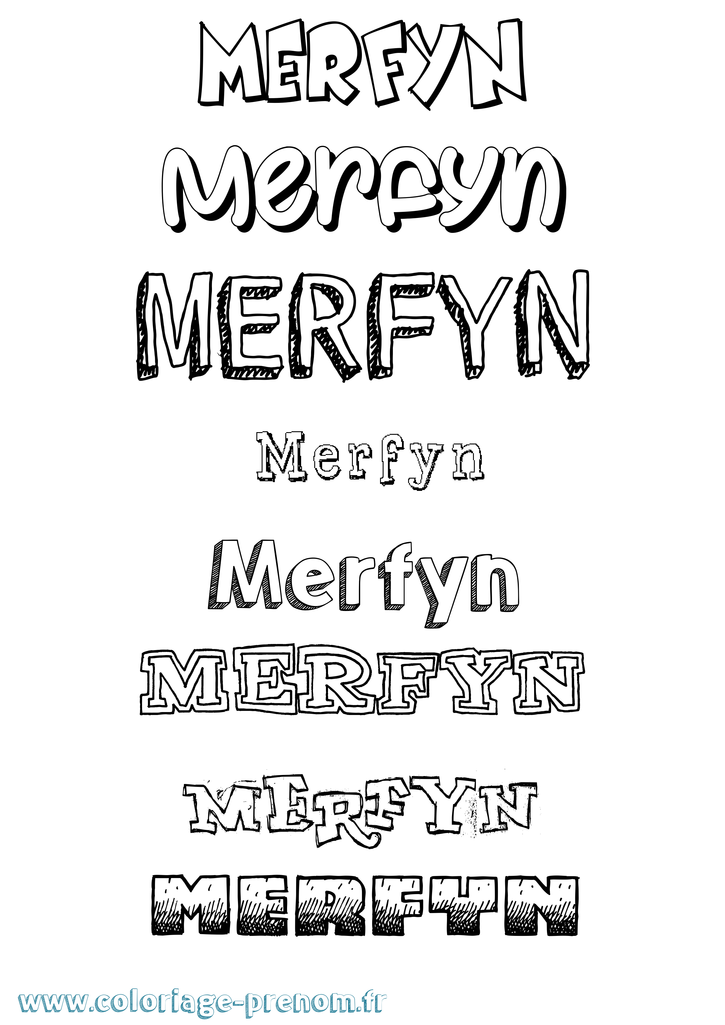 Coloriage Merfyn Dessiné Coloriage prénom Merfyn Dessiné