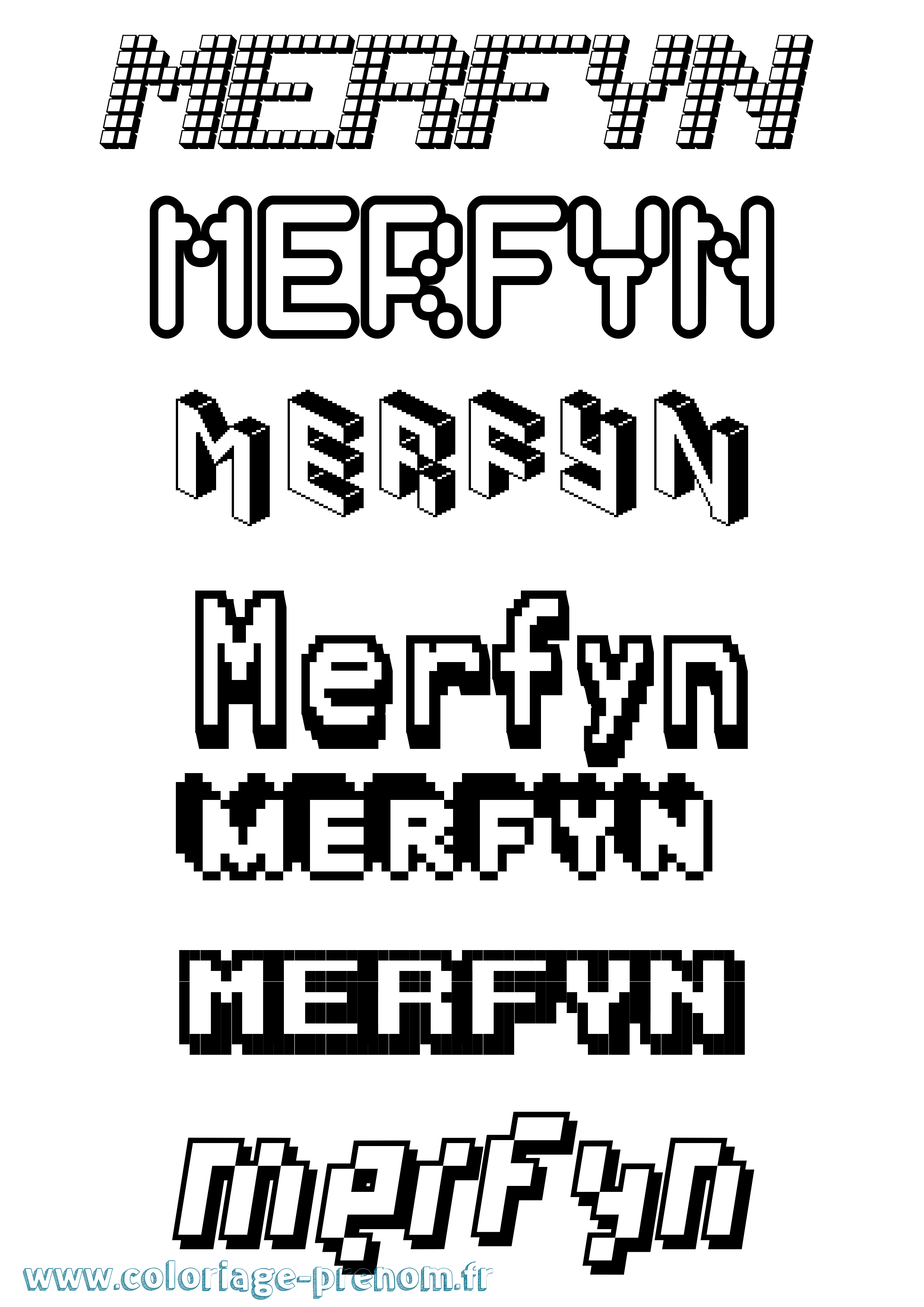 Coloriage Merfyn Pixel Coloriage prénom Merfyn Pixel