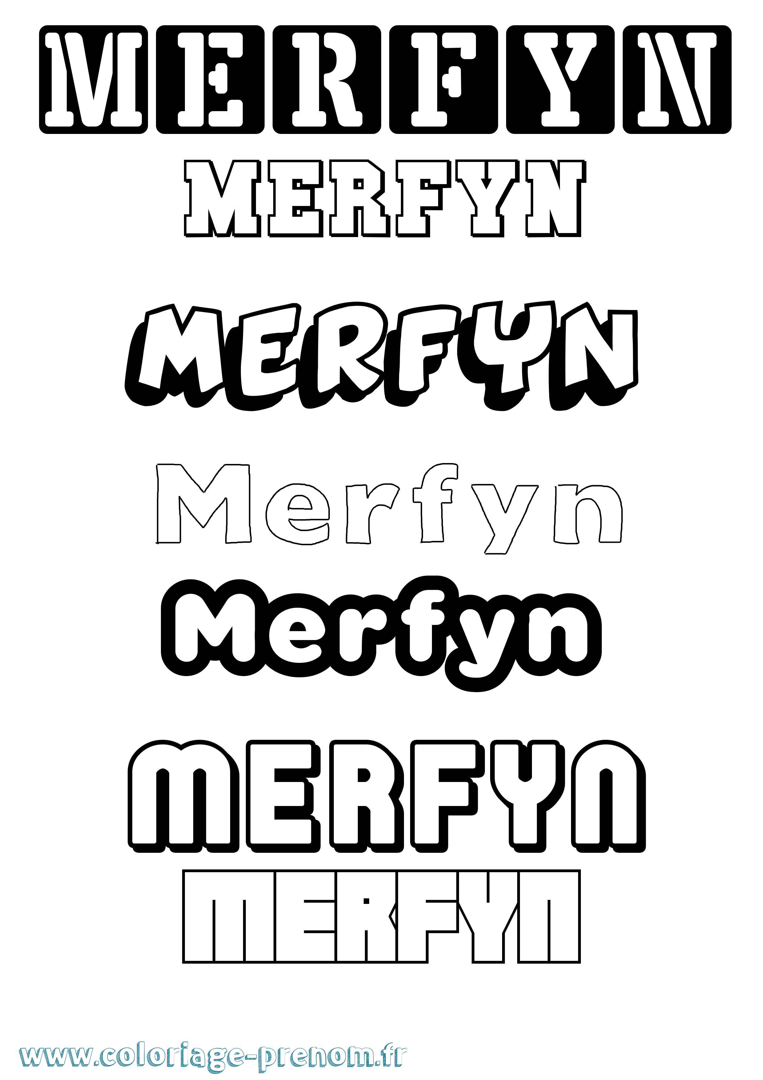 Coloriage Merfyn Simple Coloriage prénom Merfyn Simple