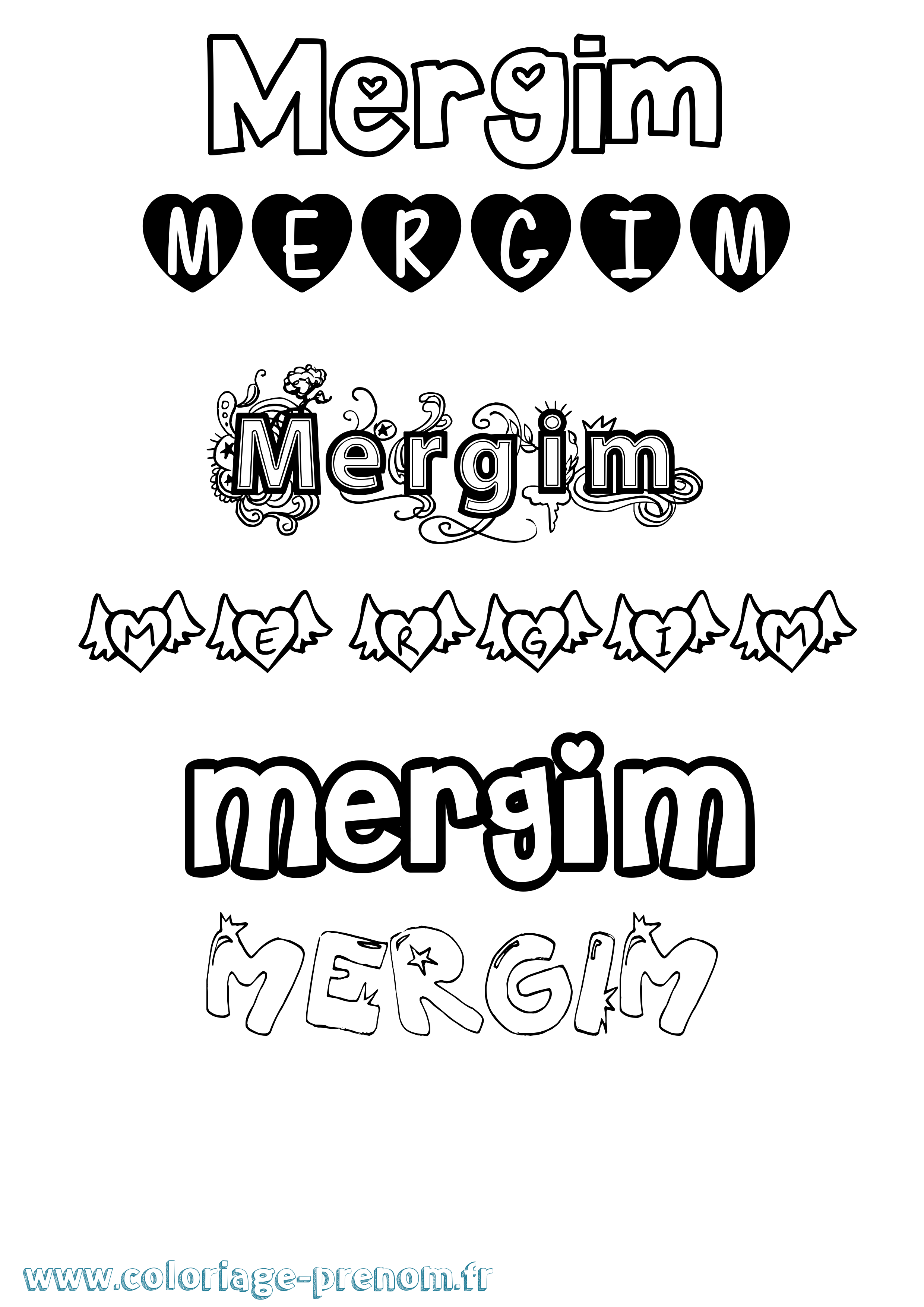 Coloriage Mergim Girly Coloriage prénom Mergim Girly