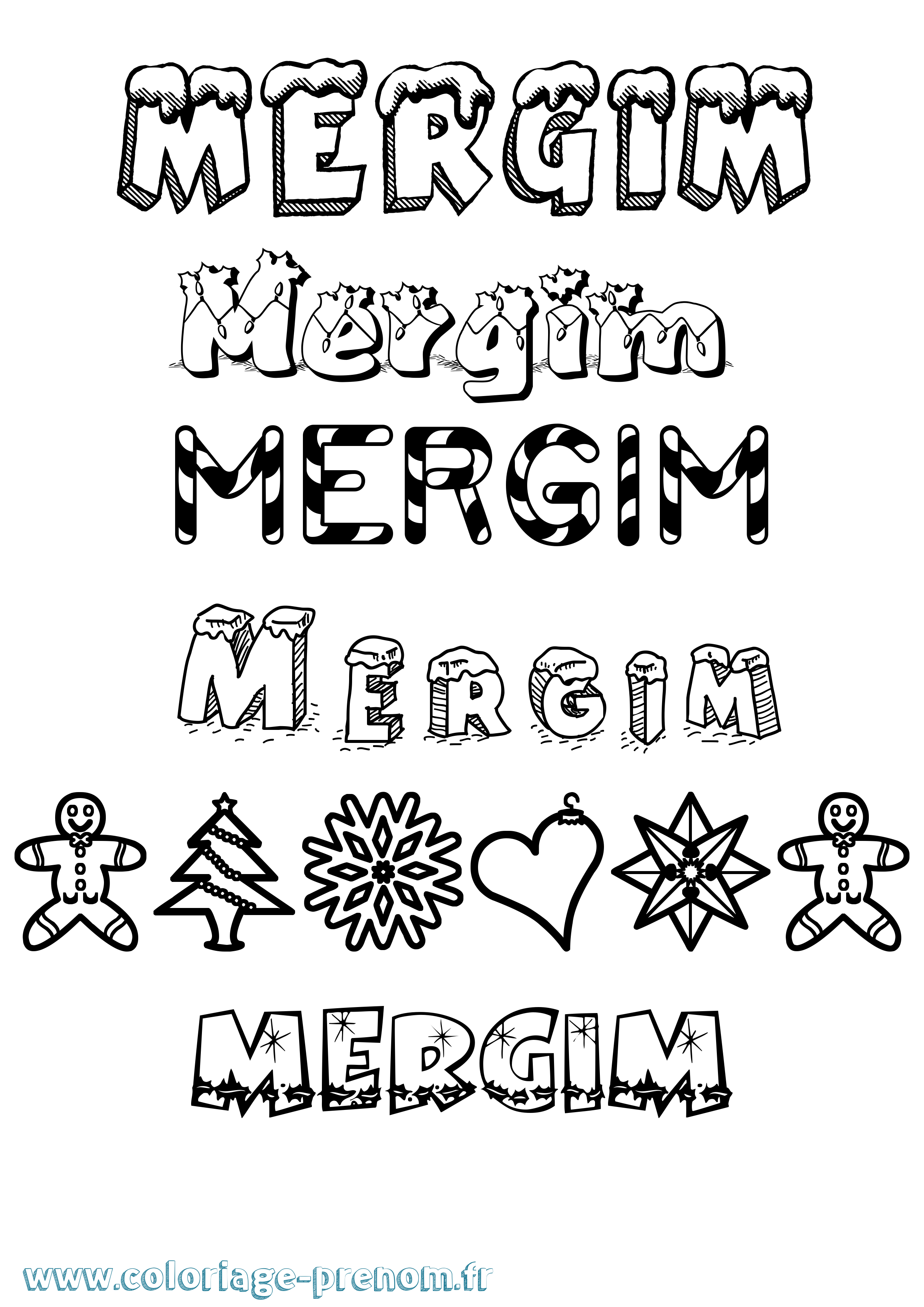 Coloriage Mergim Noël Coloriage prénom Mergim Noël