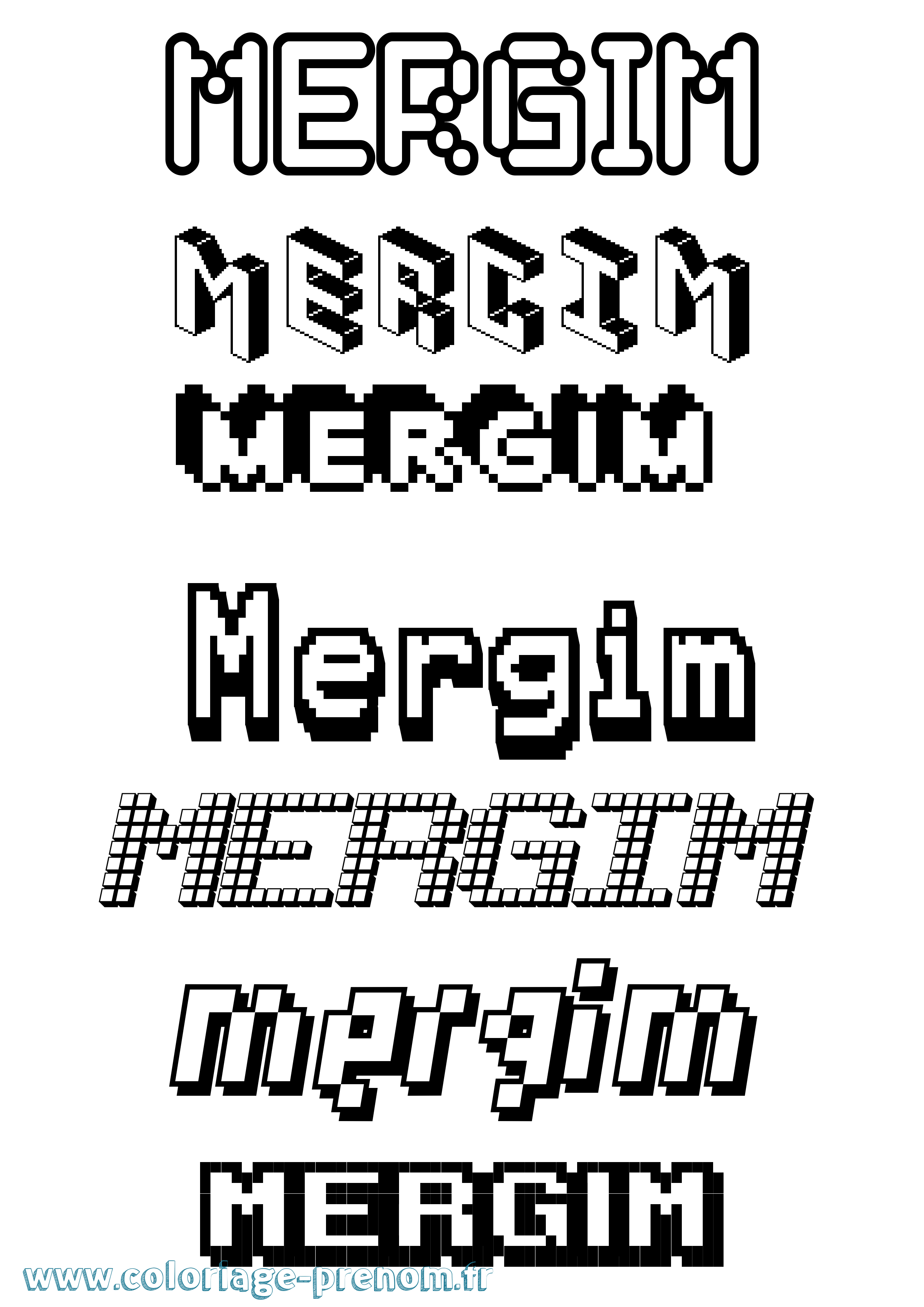 Coloriage Mergim Pixel Coloriage prénom Mergim Pixel
