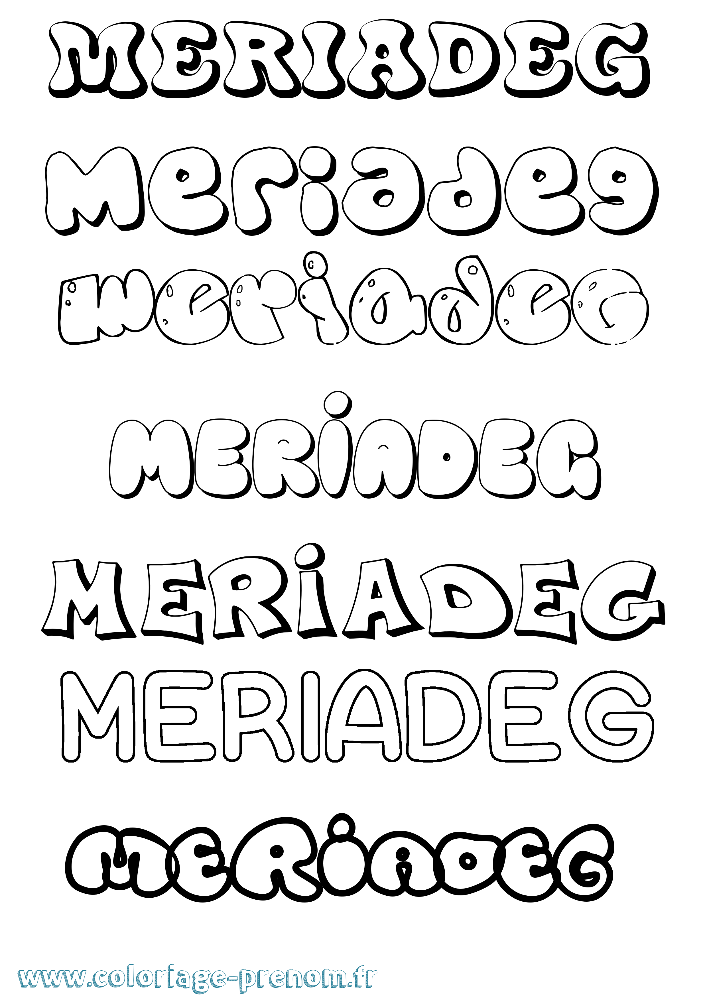 Coloriage Meriadeg Bubble Coloriage prénom Meriadeg Bubble