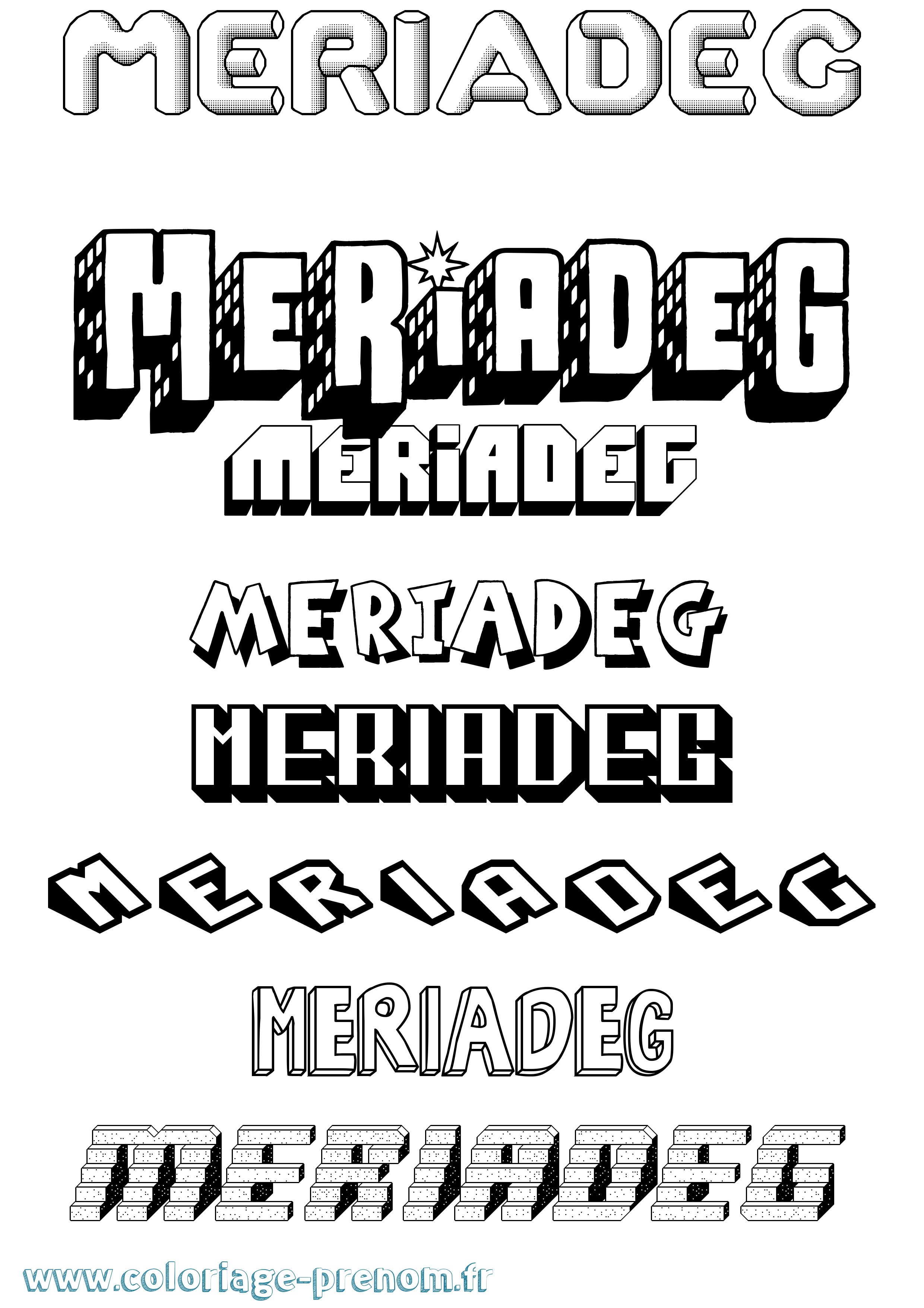 Coloriage Meriadeg Effet 3D Coloriage prénom Meriadeg Effet 3D