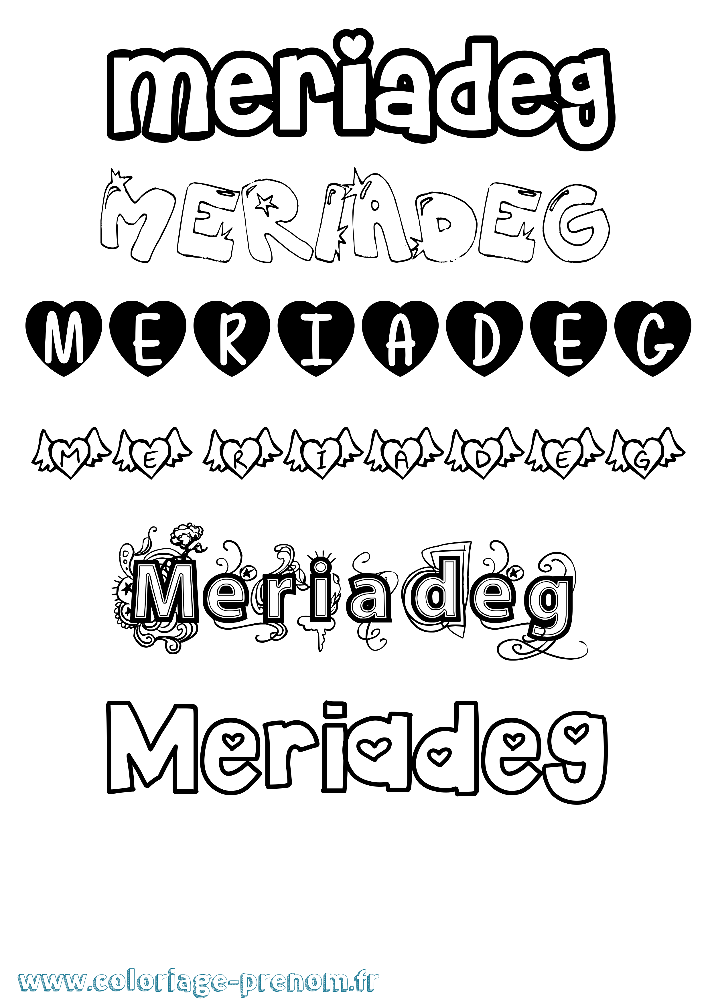 Coloriage Meriadeg Girly Coloriage prénom Meriadeg Girly