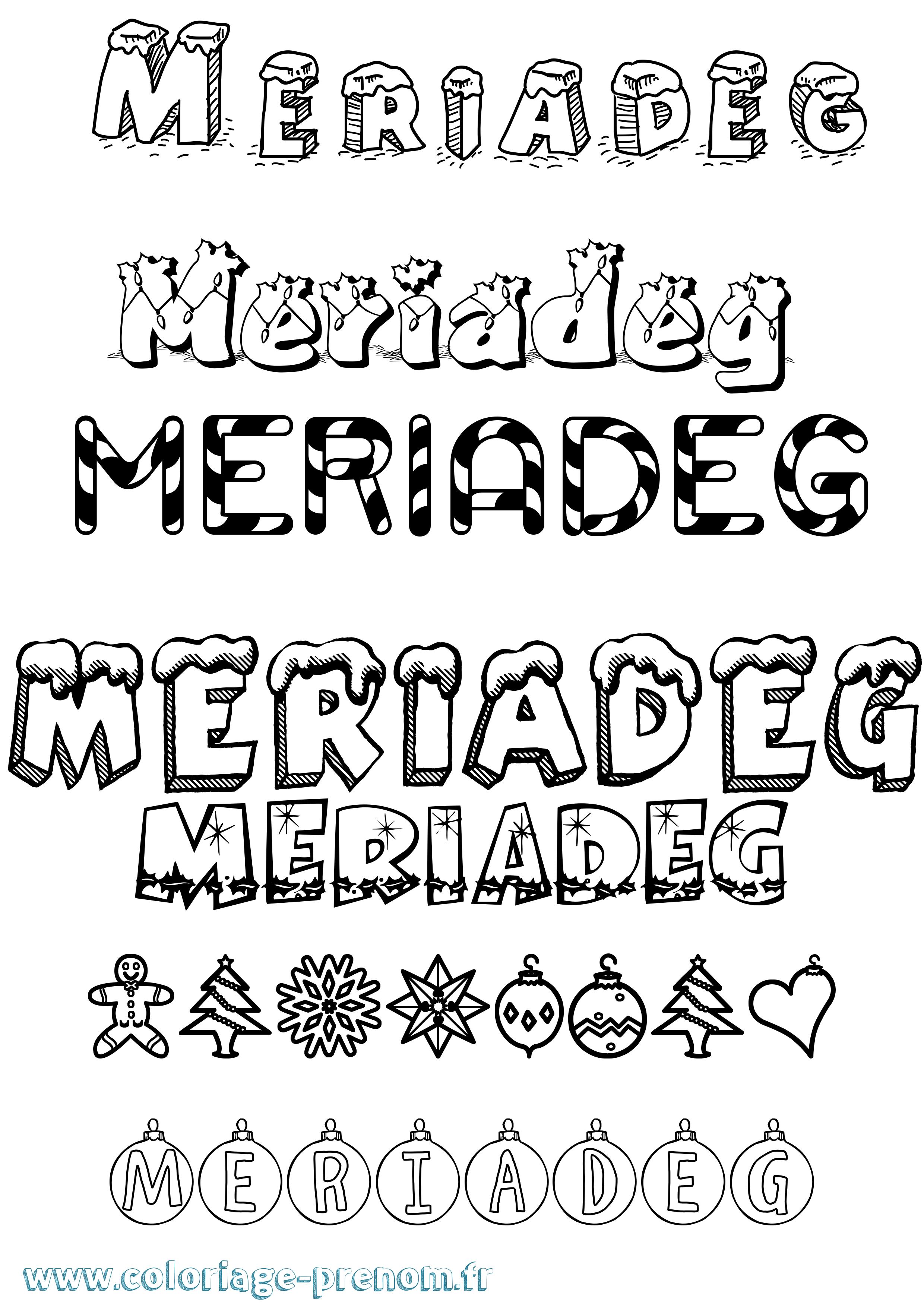 Coloriage Meriadeg Noël Coloriage prénom Meriadeg Noël