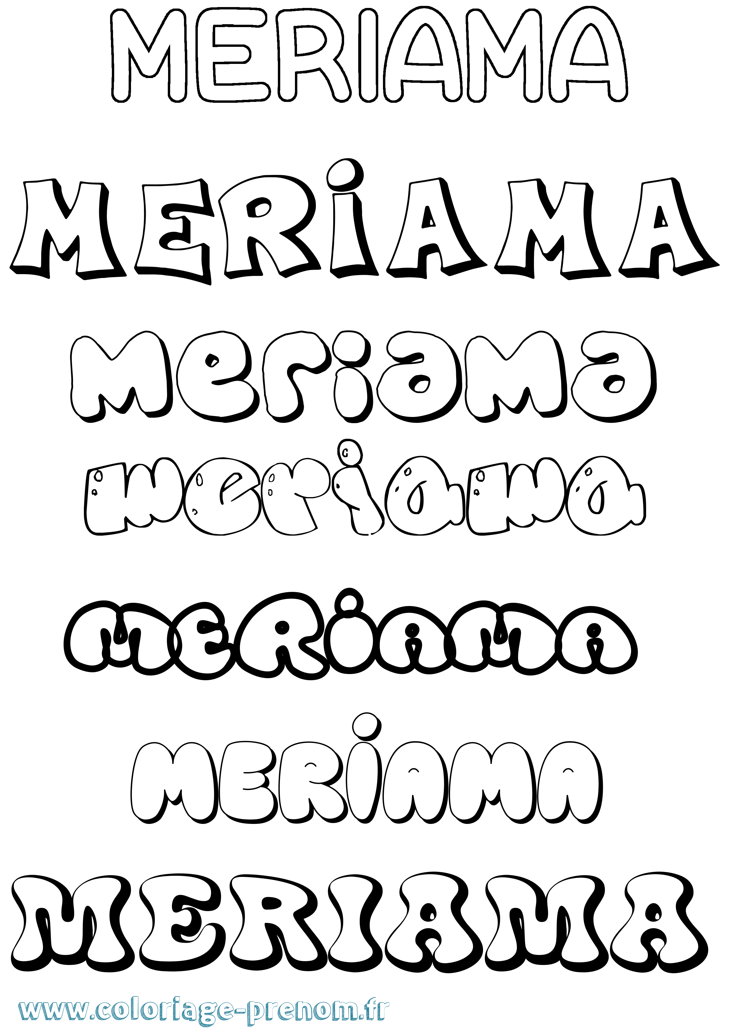 Coloriage Meriama Bubble Coloriage prénom Meriama Bubble