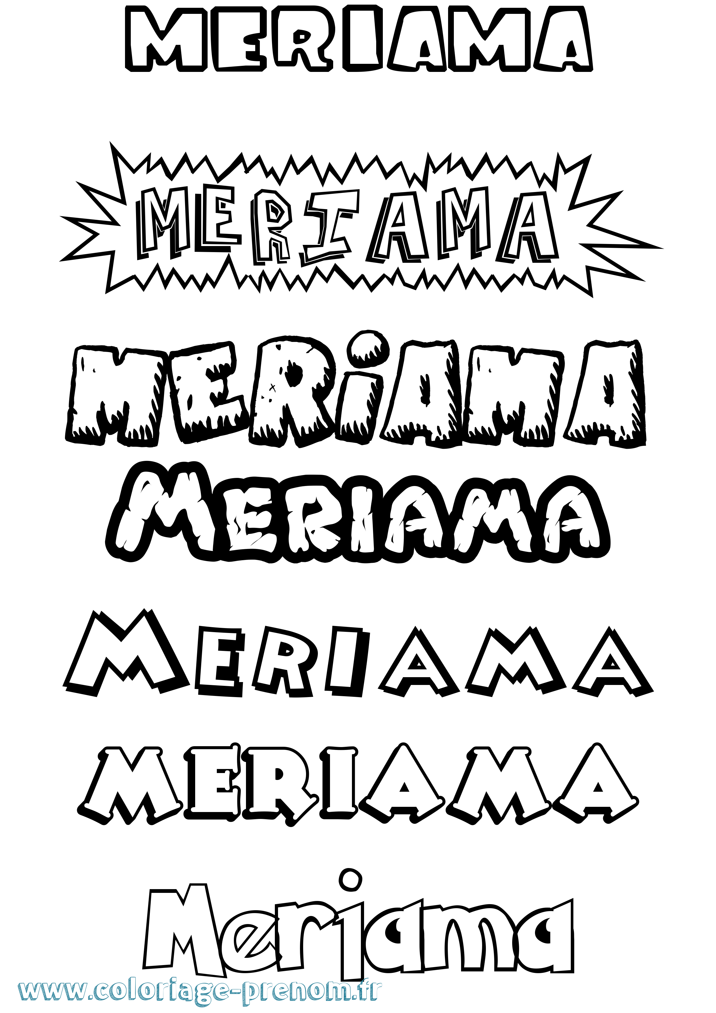 Coloriage Meriama Dessin Animé Coloriage prénom Meriama Dessin Animé