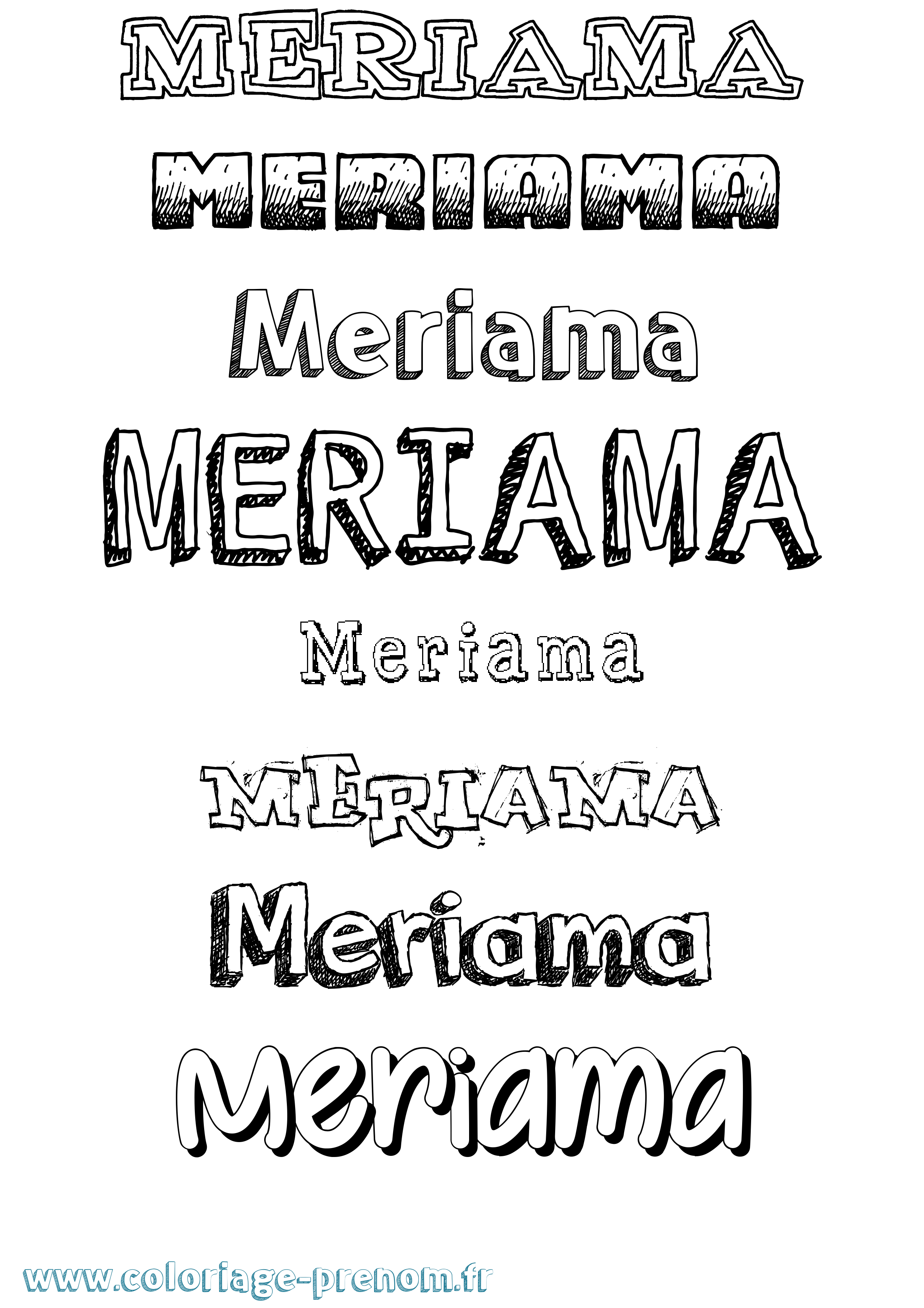 Coloriage Meriama Dessiné Coloriage prénom Meriama Dessiné