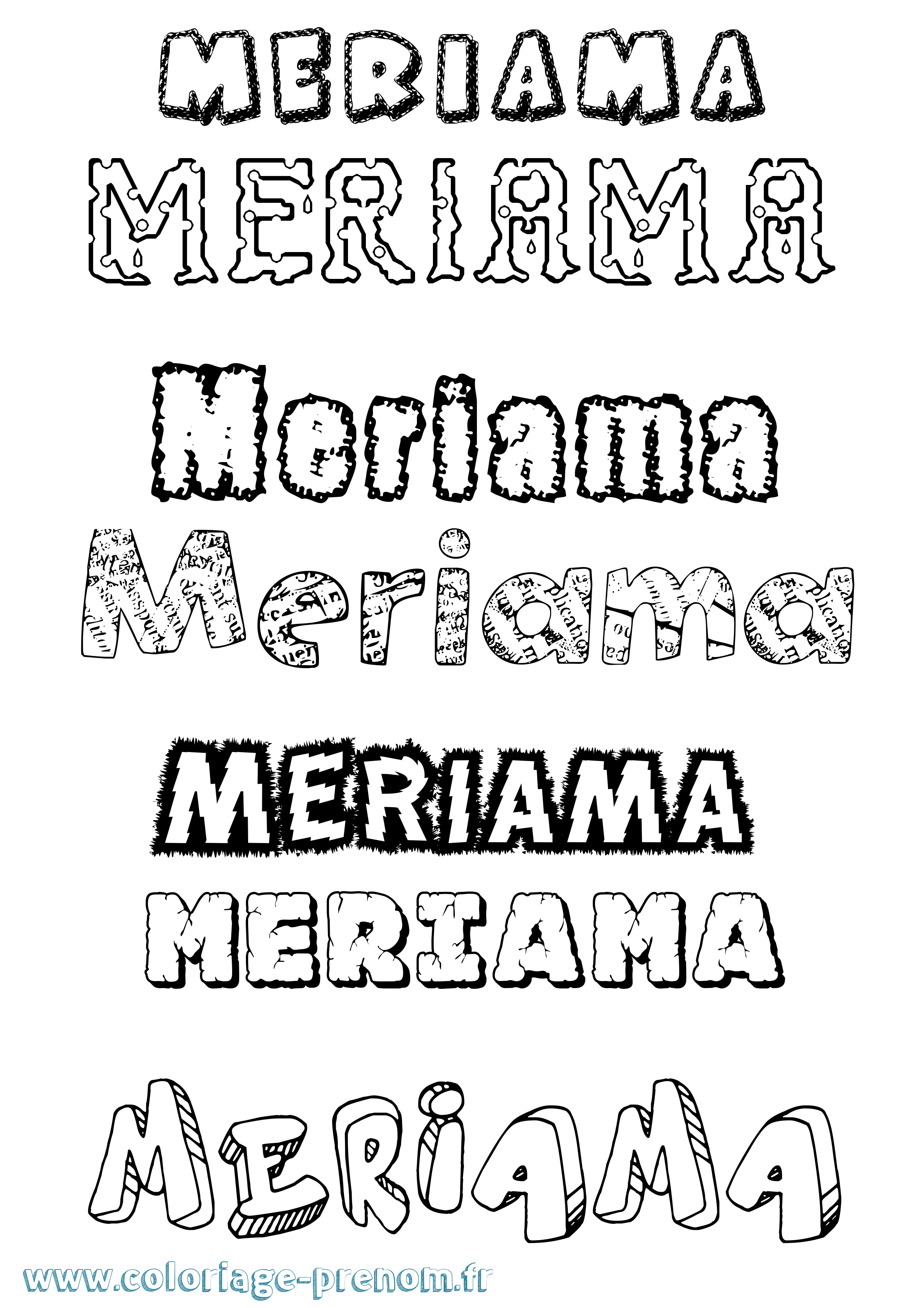 Coloriage Meriama Destructuré Coloriage prénom Meriama Destructuré
