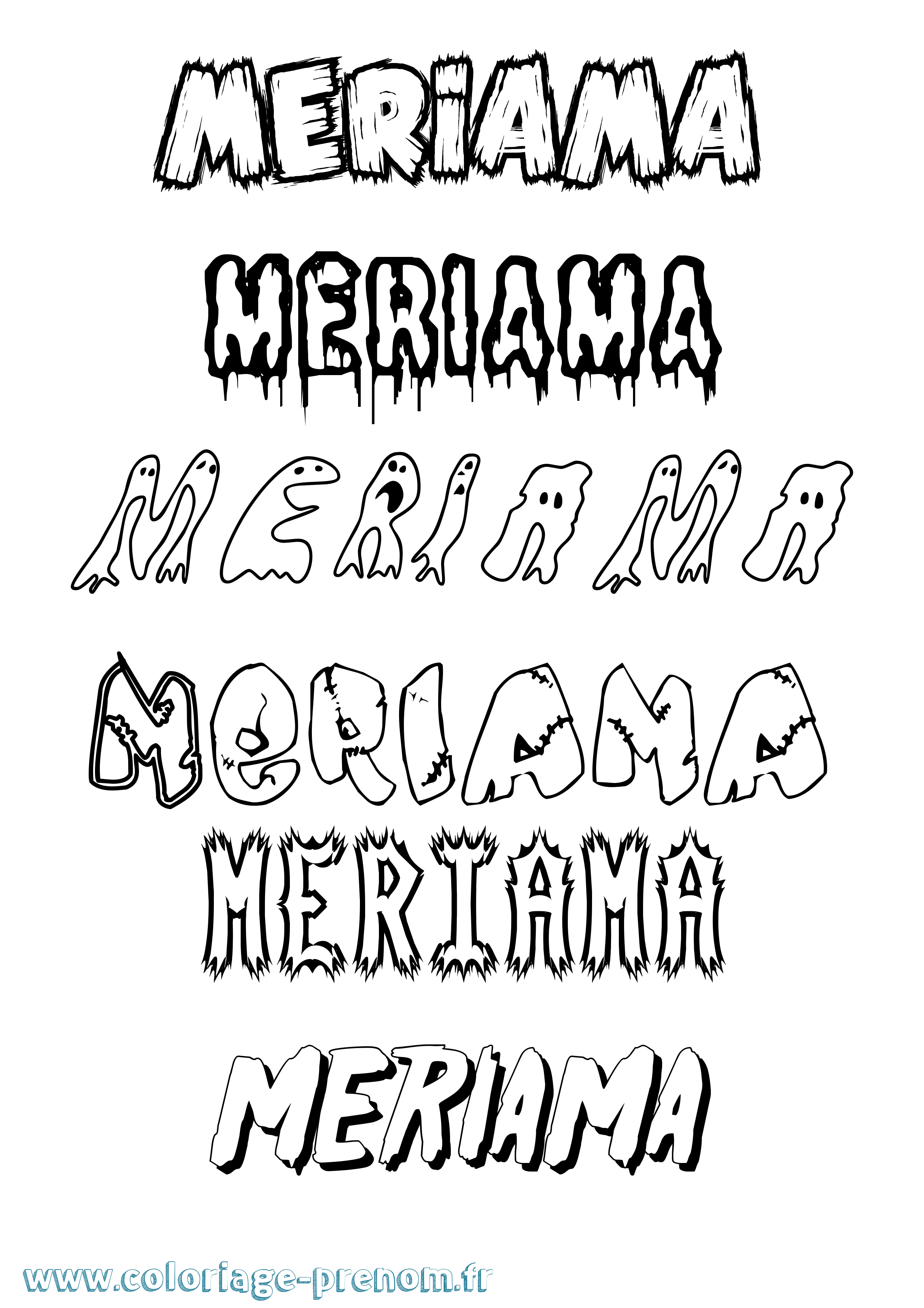 Coloriage Meriama Frisson Coloriage prénom Meriama Frisson