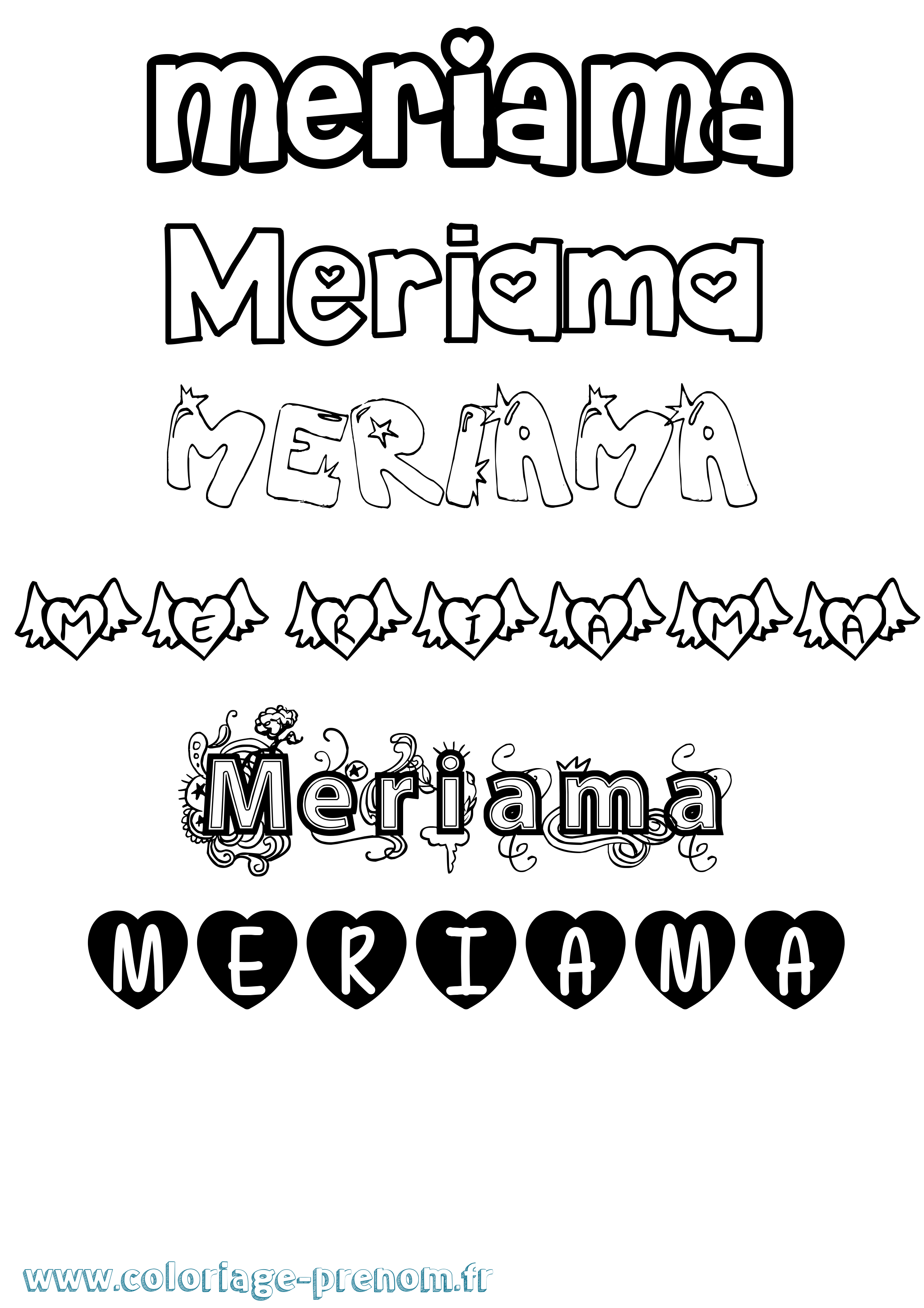 Coloriage Meriama Girly Coloriage prénom Meriama Girly