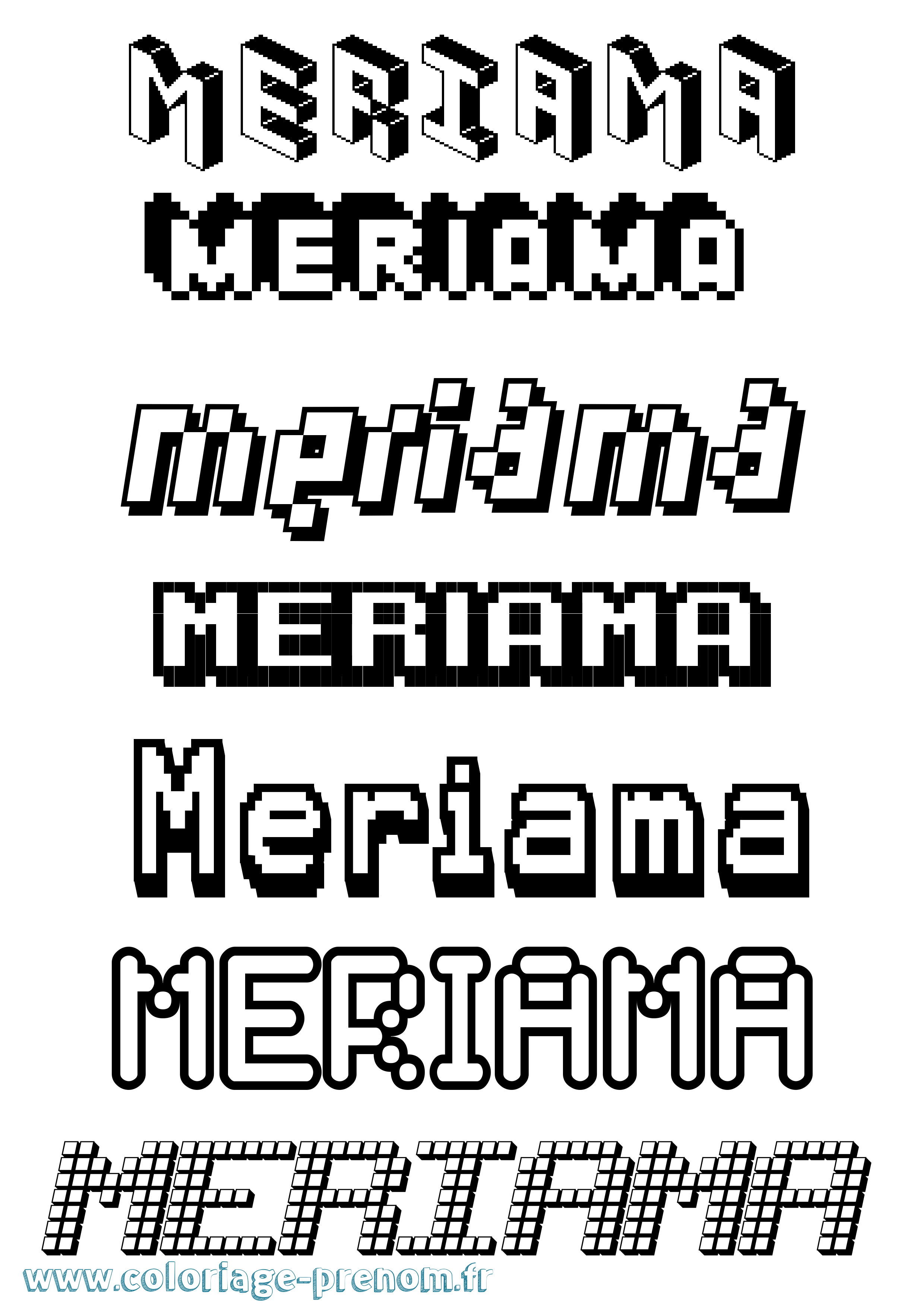 Coloriage Meriama Pixel Coloriage prénom Meriama Pixel