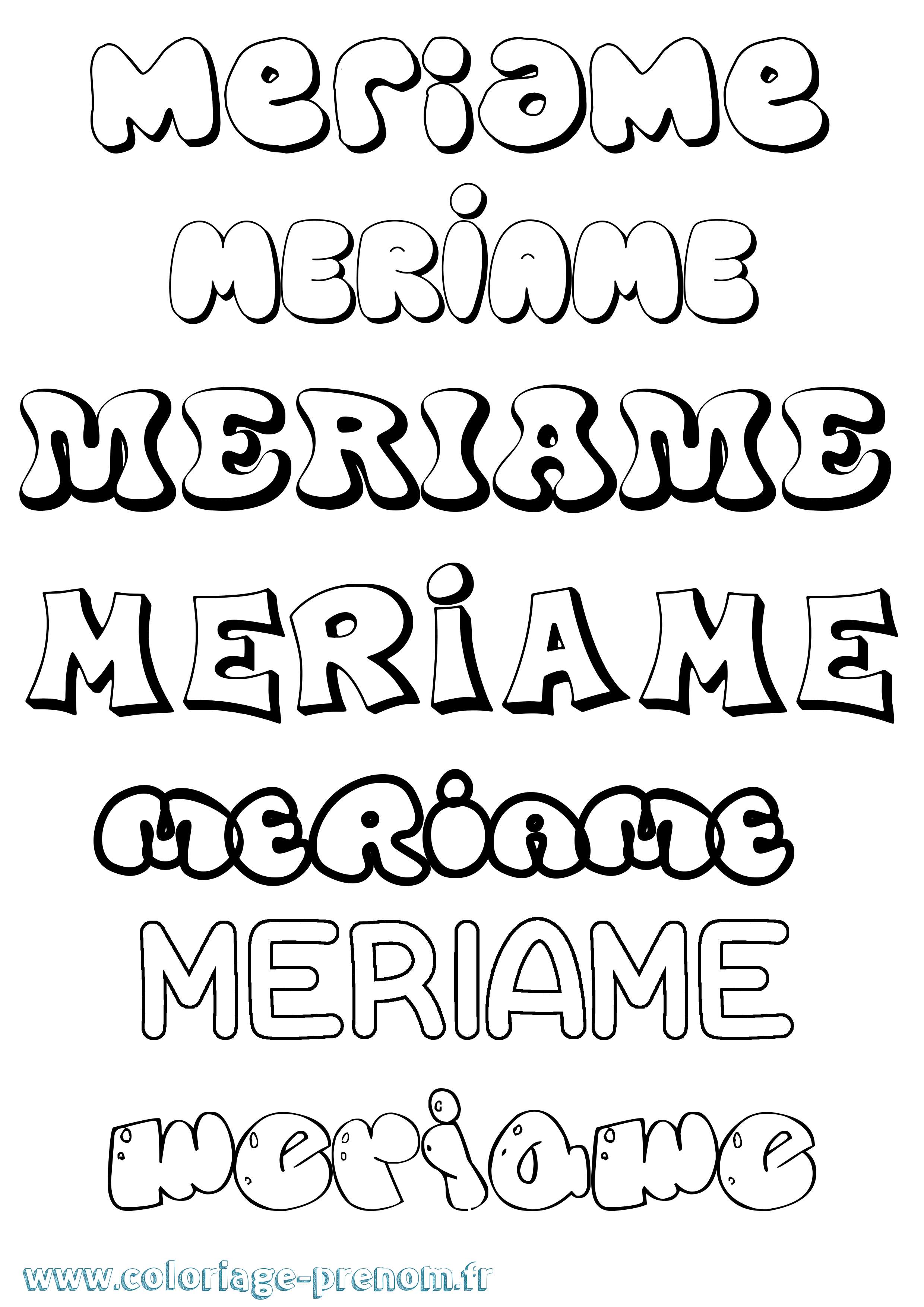 Coloriage Meriame Bubble Coloriage prénom Meriame Bubble