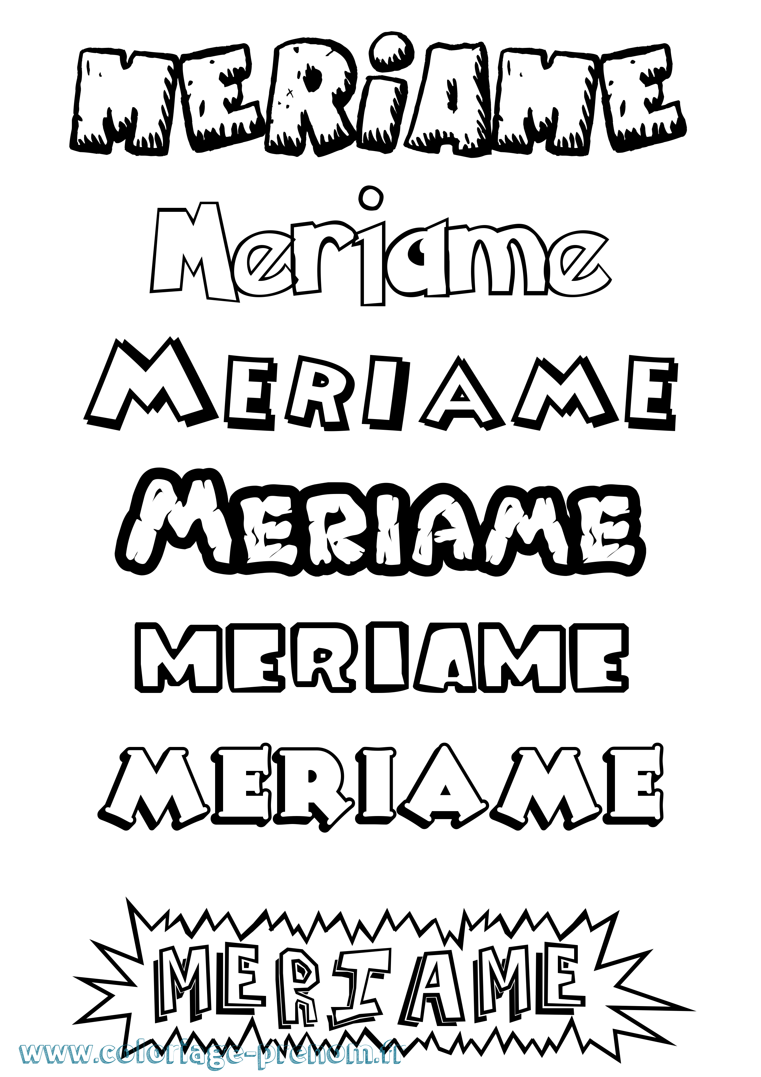 Coloriage Meriame Dessin Animé Coloriage prénom Meriame Dessin Animé