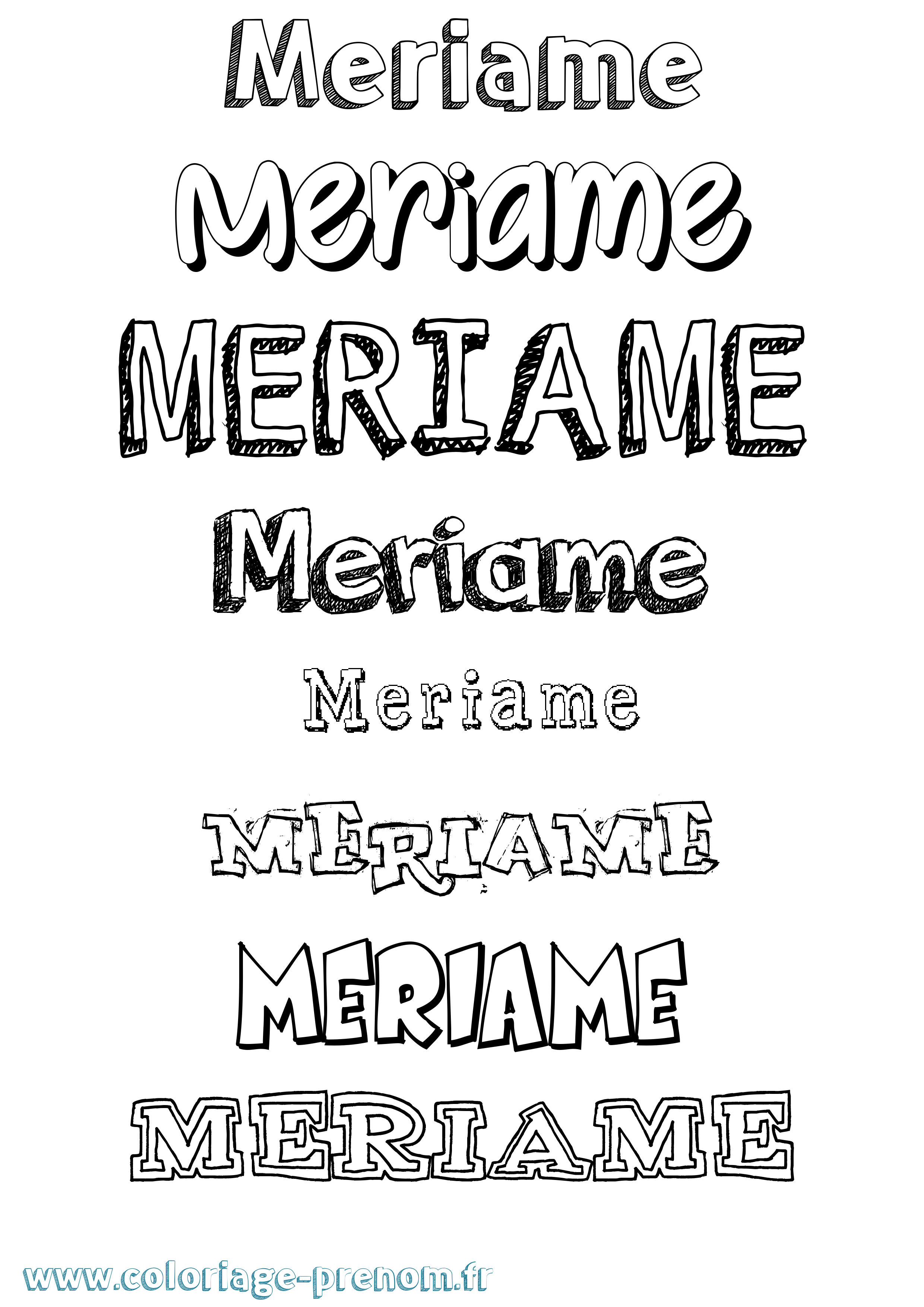 Coloriage Meriame Dessiné Coloriage prénom Meriame Dessiné
