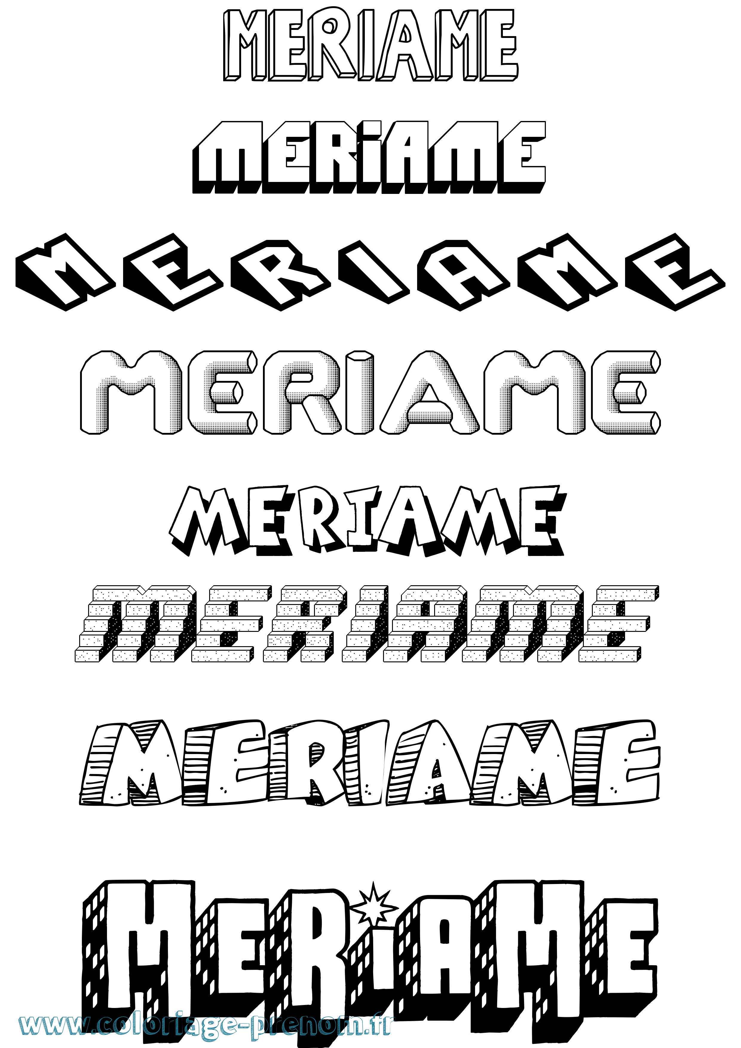 Coloriage Meriame Effet 3D Coloriage prénom Meriame Effet 3D