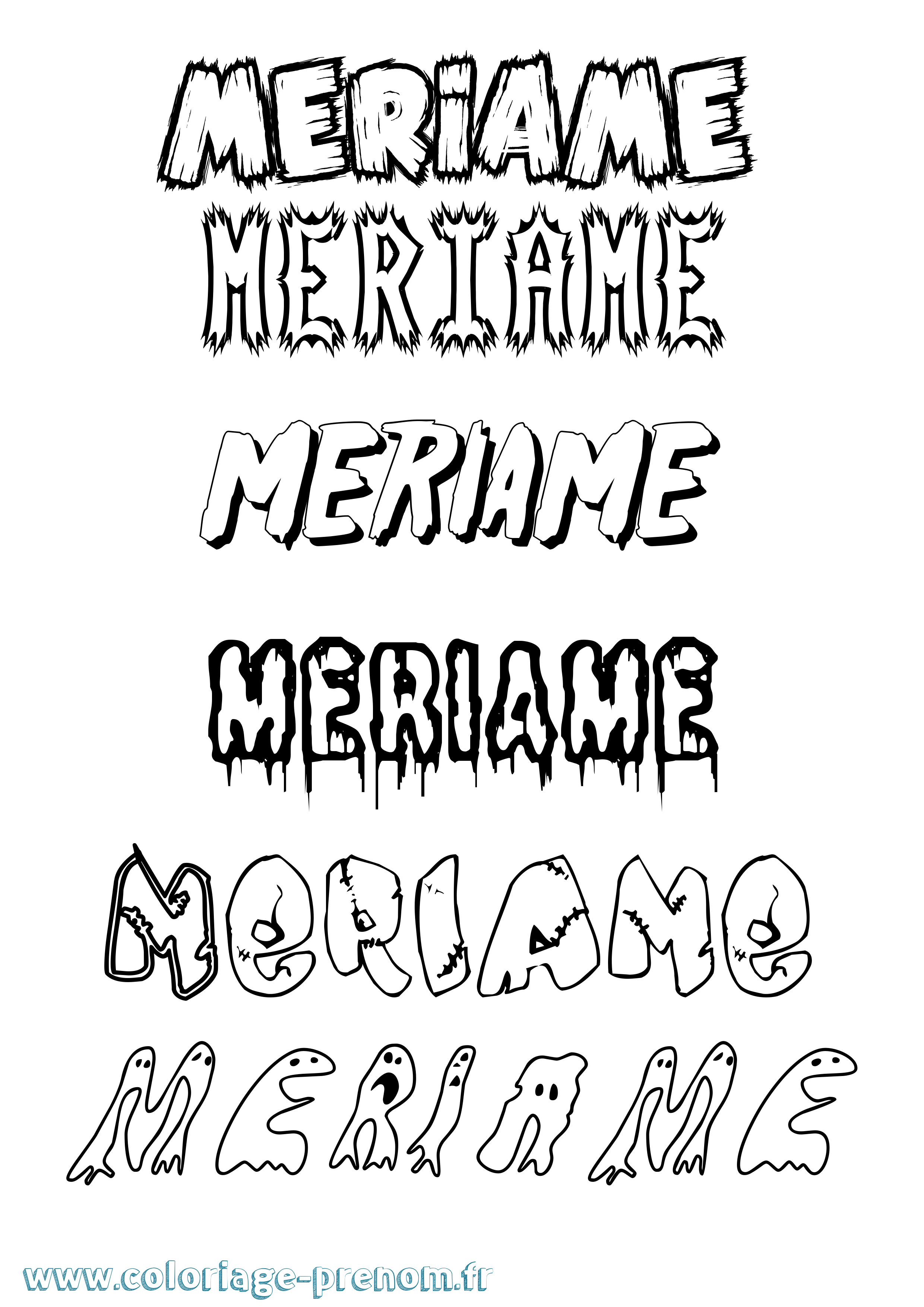 Coloriage Meriame Frisson Coloriage prénom Meriame Frisson