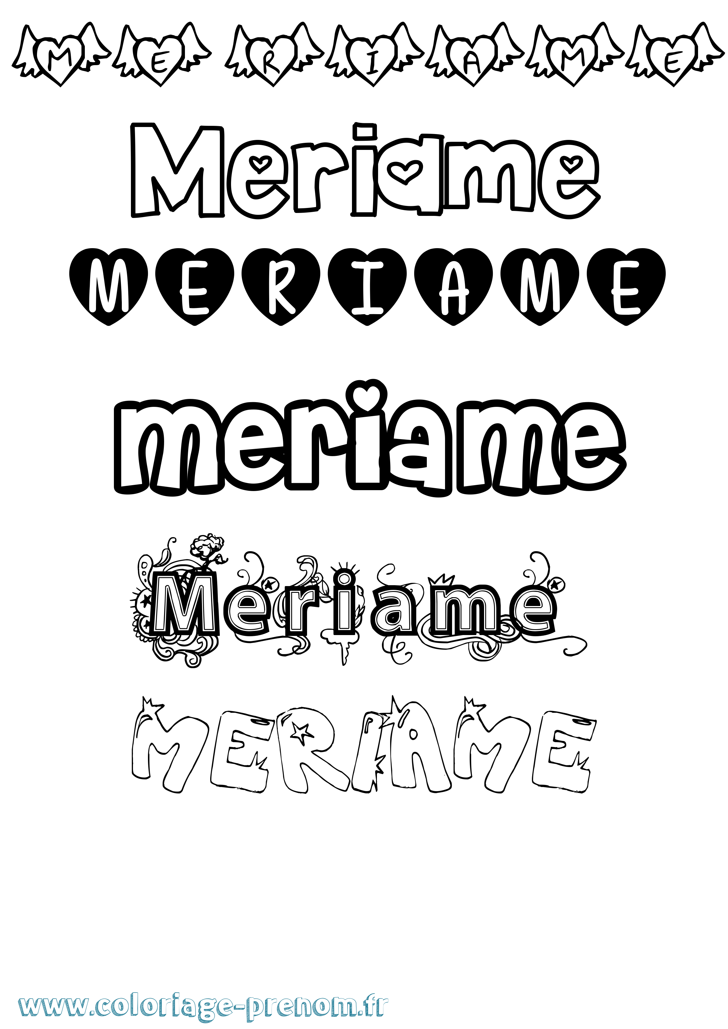 Coloriage Meriame Girly Coloriage prénom Meriame Girly