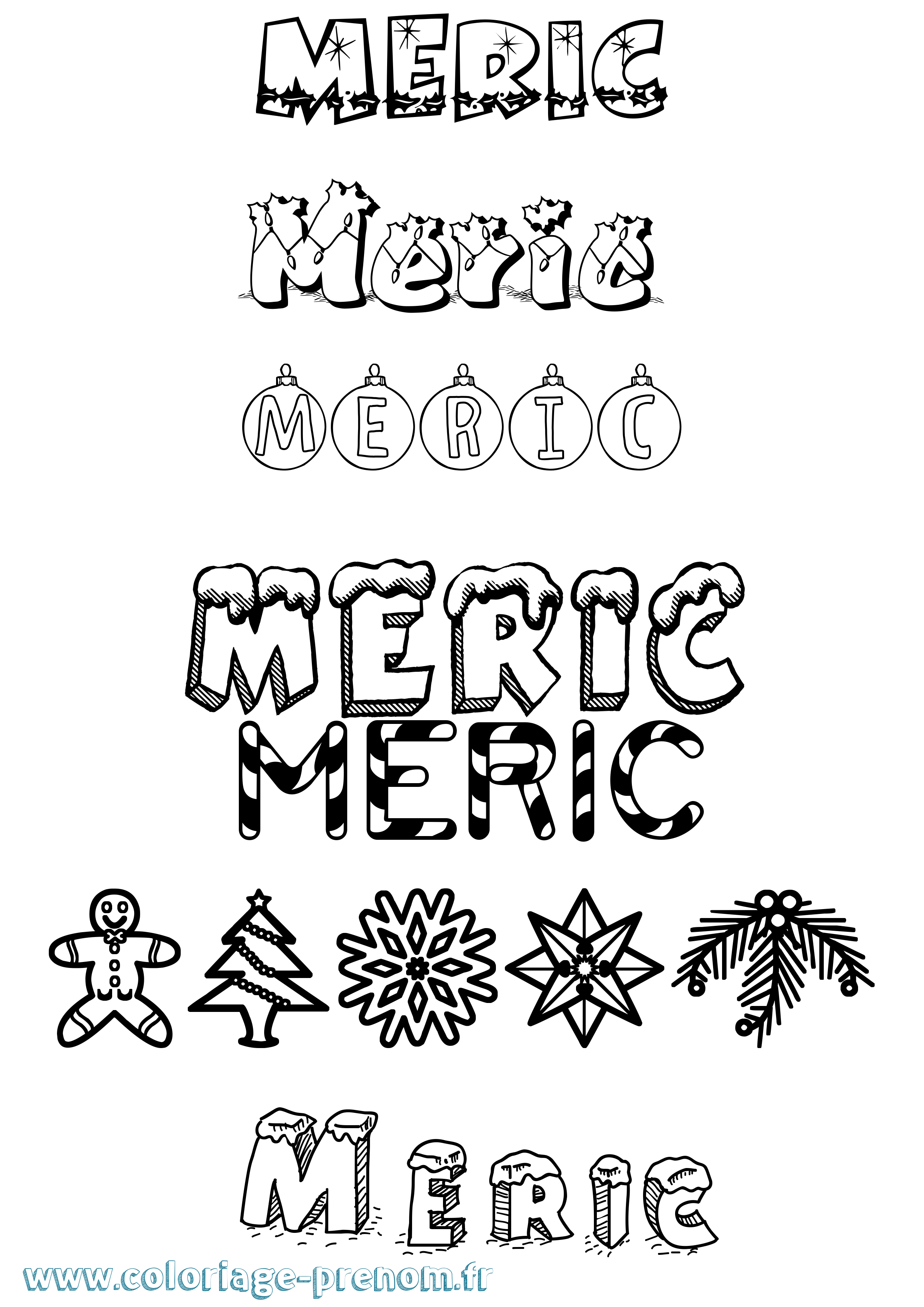 Coloriage Meric Noël Coloriage prénom Meric Noël