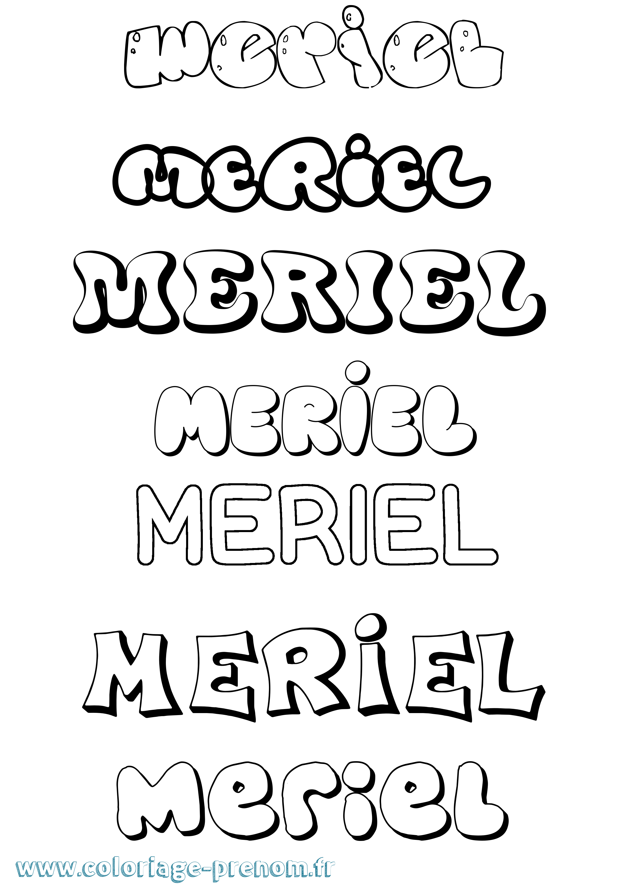 Coloriage Meriel Bubble Coloriage prénom Meriel Bubble