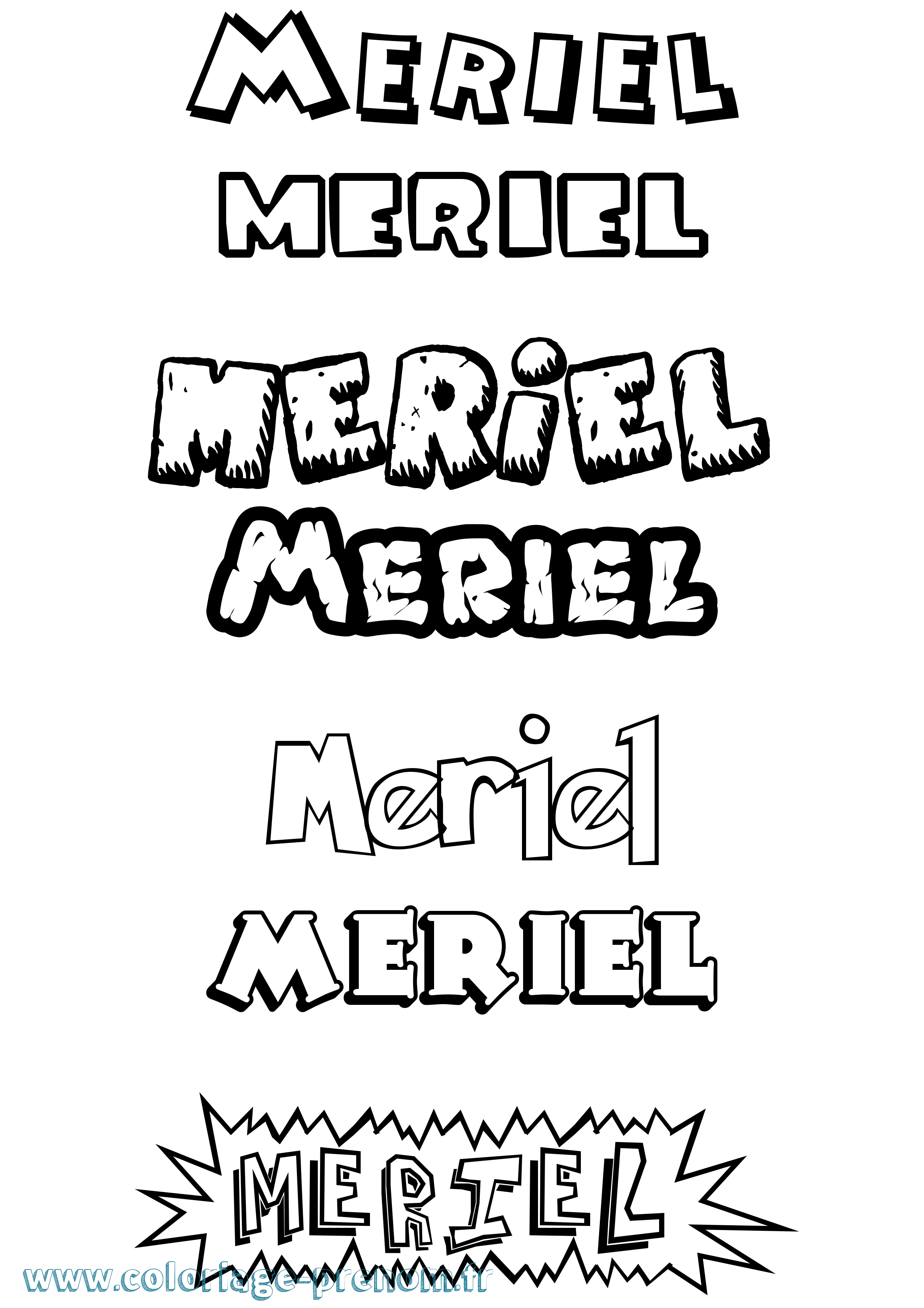 Coloriage Meriel Dessin Animé Coloriage prénom Meriel Dessin Animé