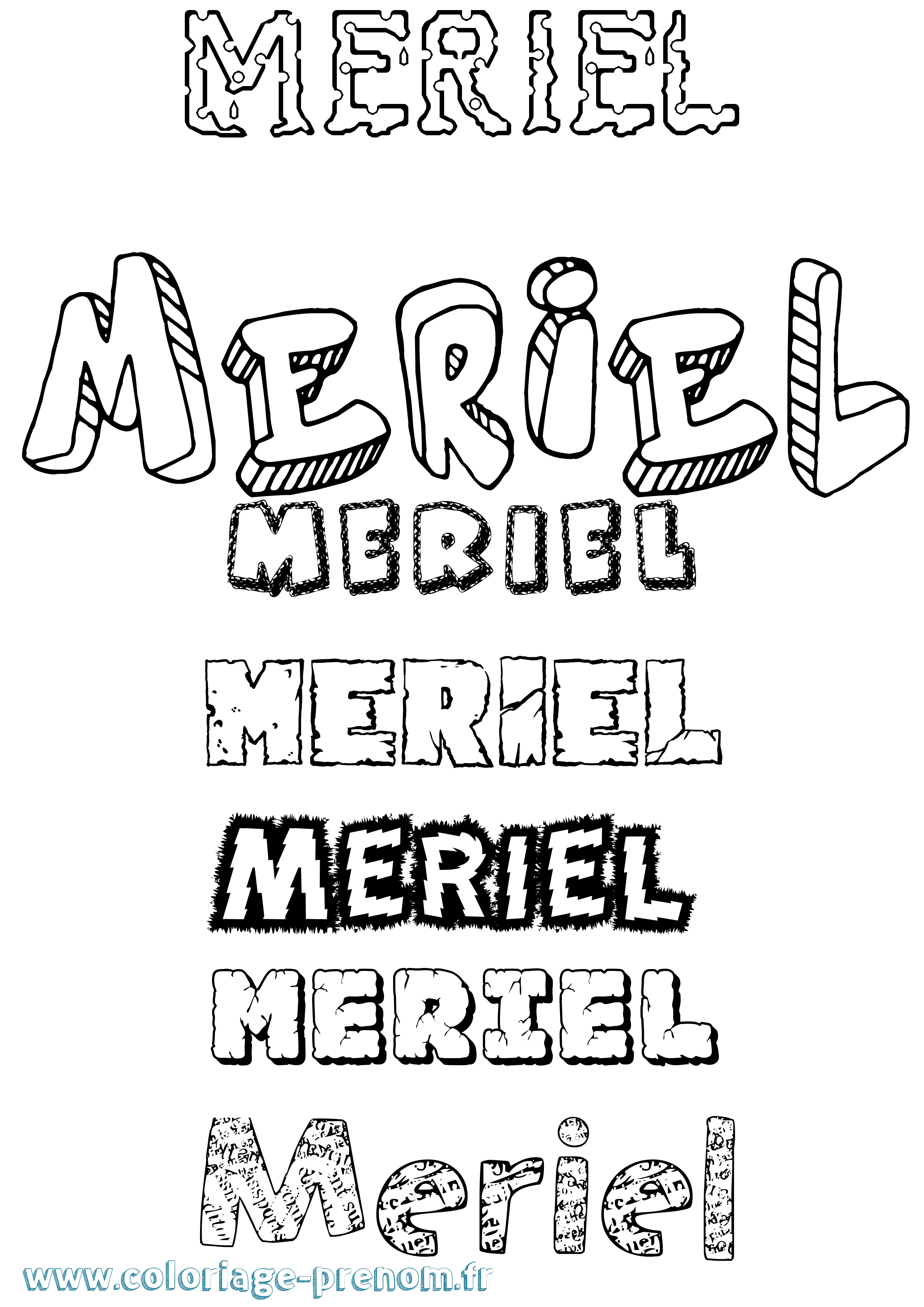Coloriage Meriel Destructuré Coloriage prénom Meriel Destructuré