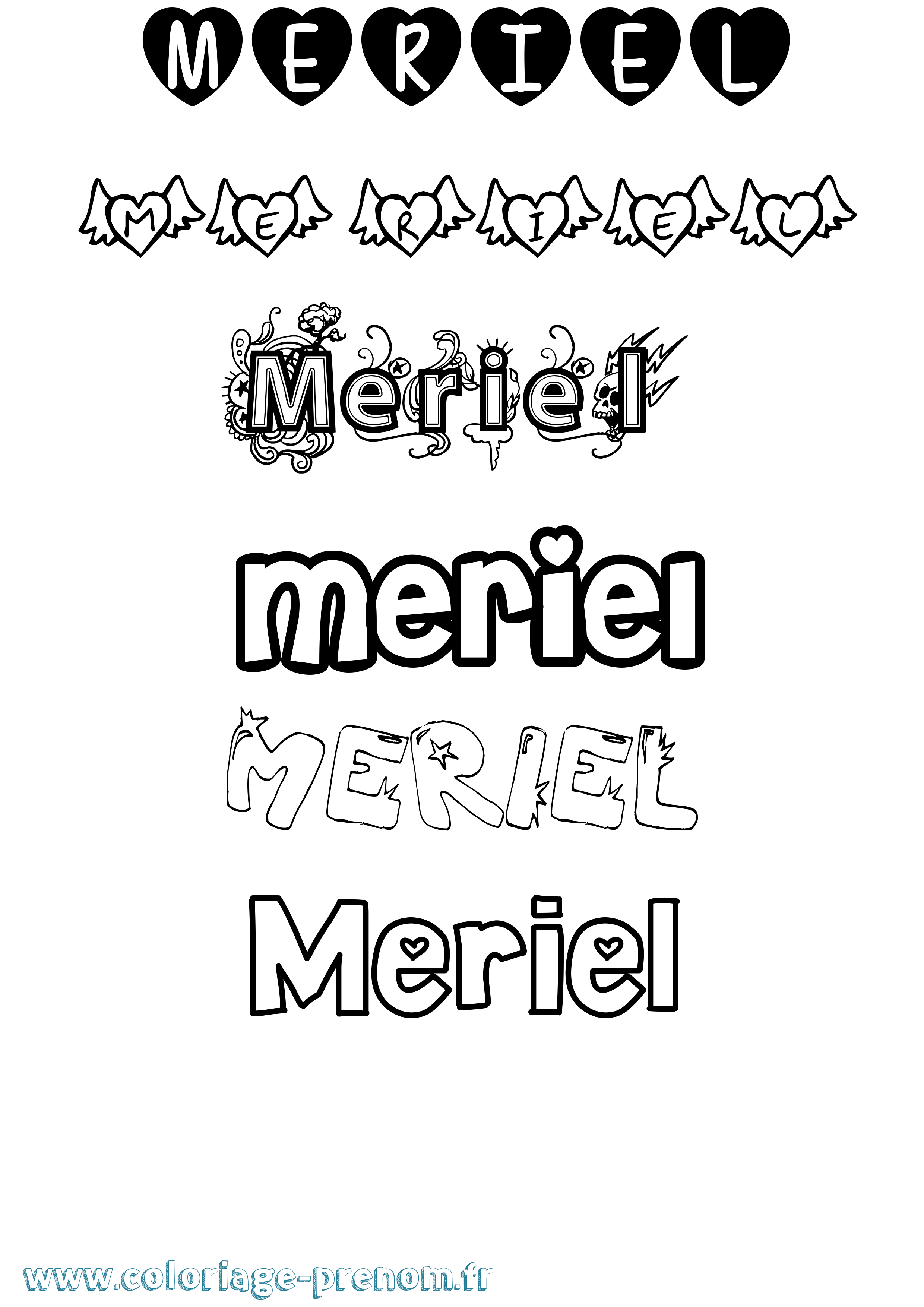 Coloriage Meriel Girly Coloriage prénom Meriel Girly