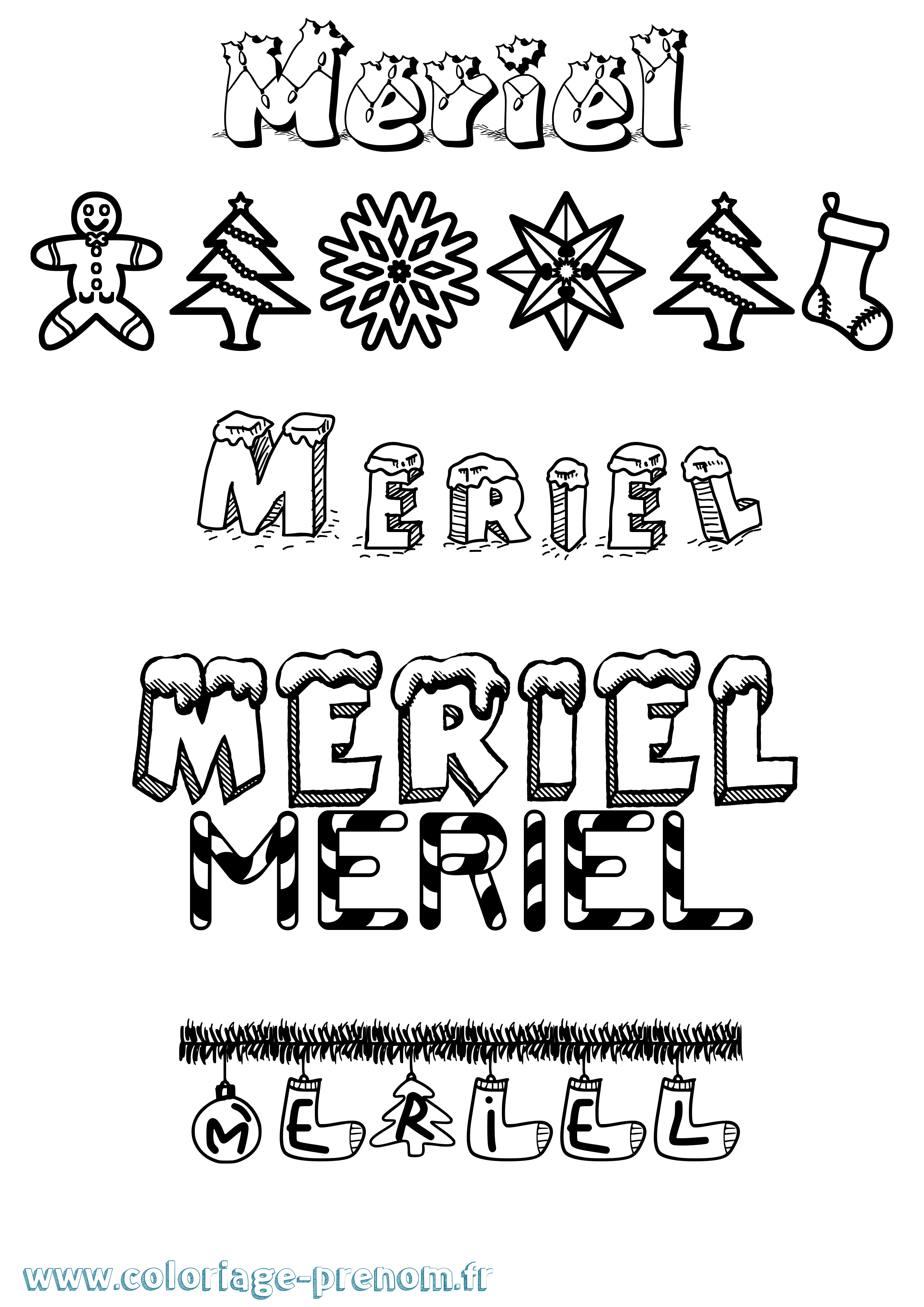 Coloriage Meriel Noël Coloriage prénom Meriel Noël