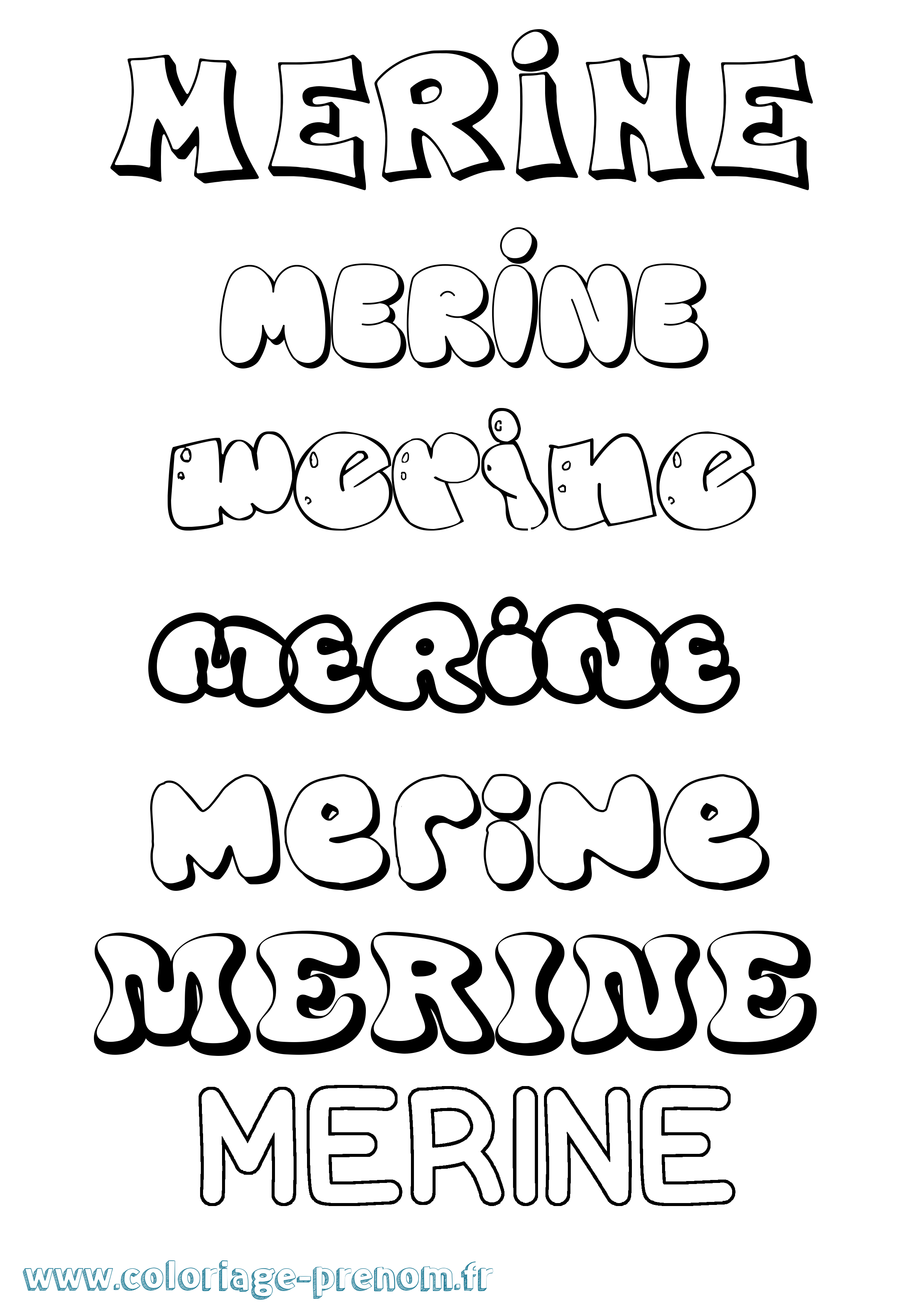 Coloriage Merine Bubble Coloriage prénom Merine Bubble