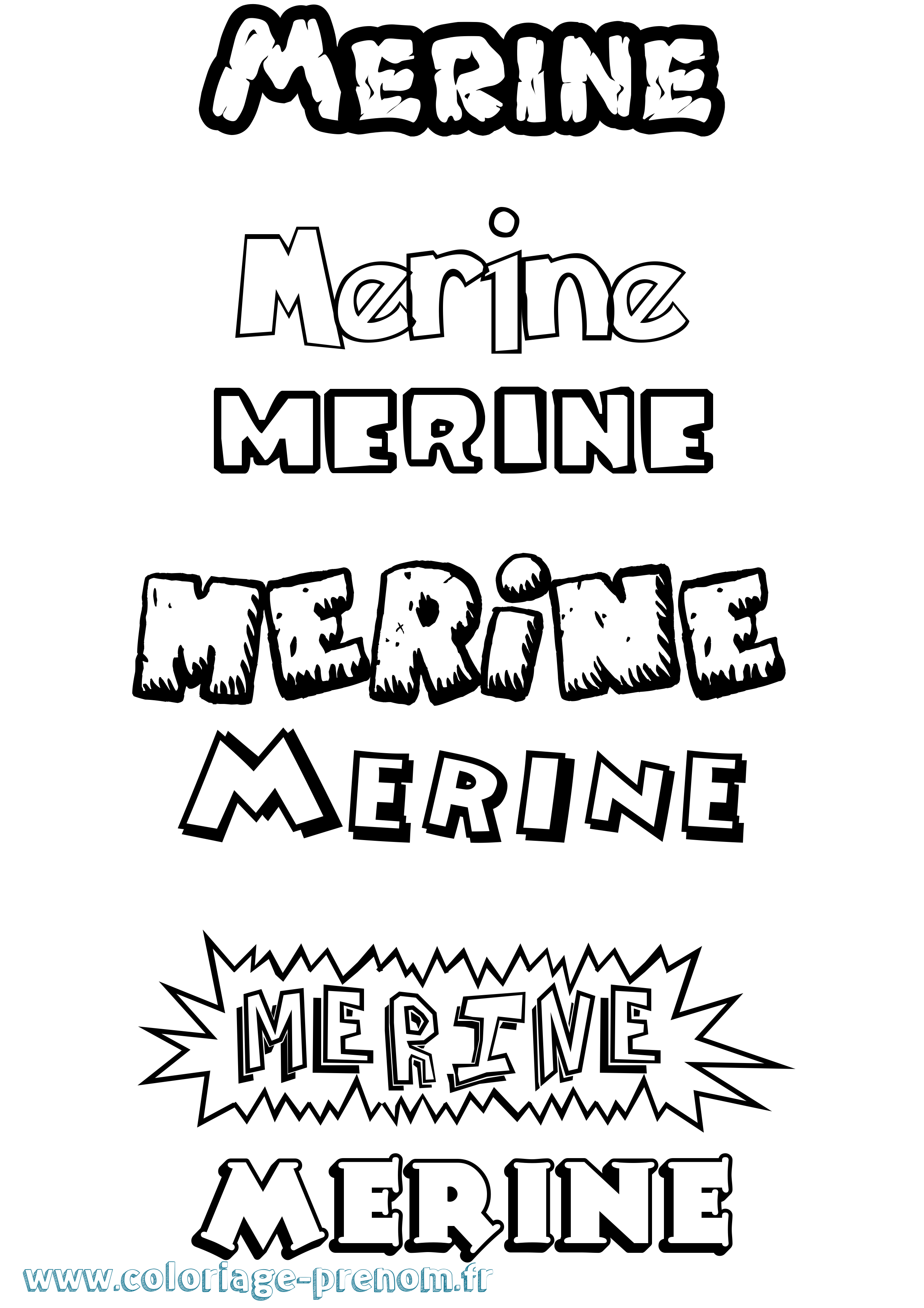 Coloriage Merine Dessin Animé Coloriage prénom Merine Dessin Animé