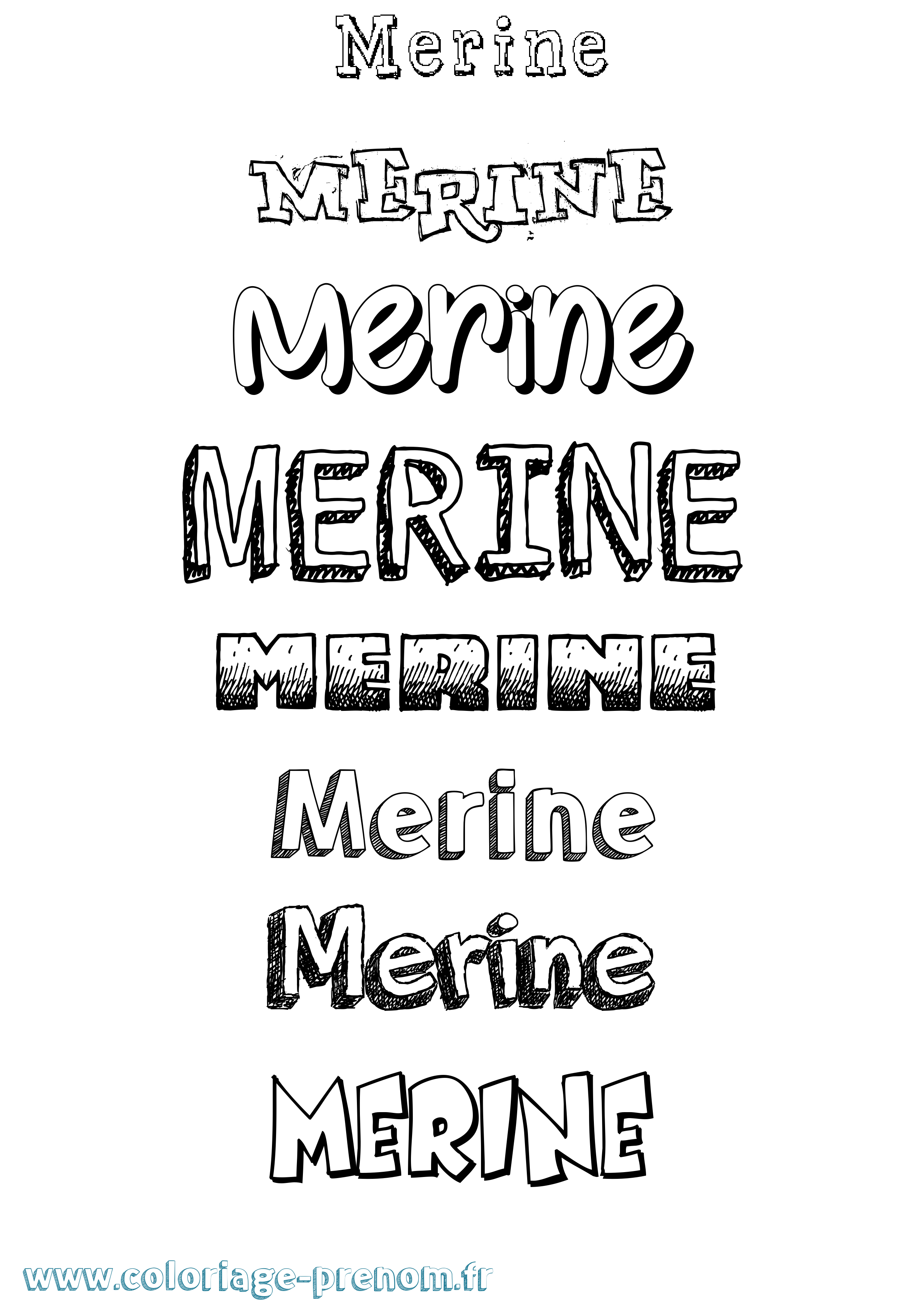 Coloriage Merine Dessiné Coloriage prénom Merine Dessiné