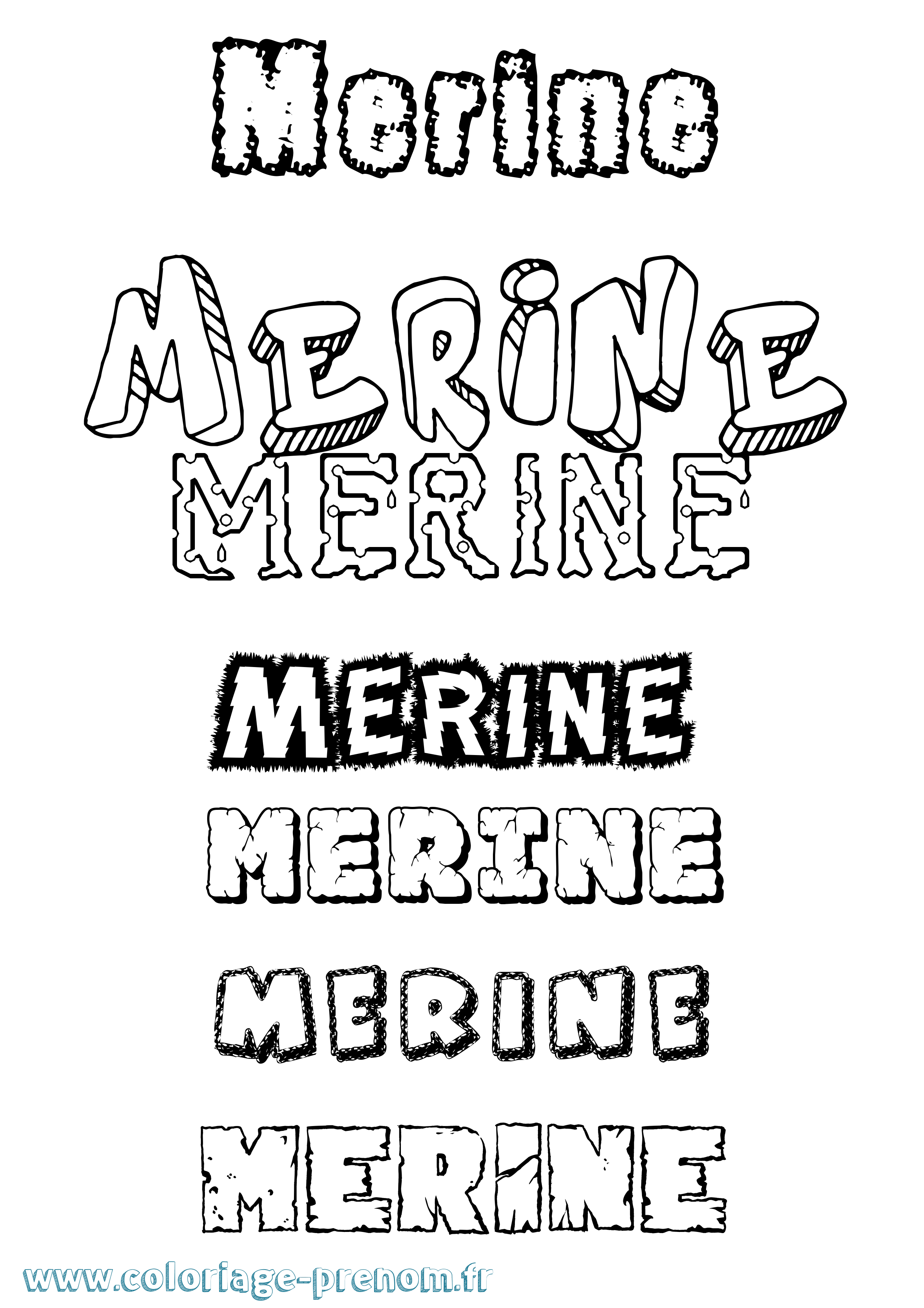 Coloriage Merine Destructuré Coloriage prénom Merine Destructuré