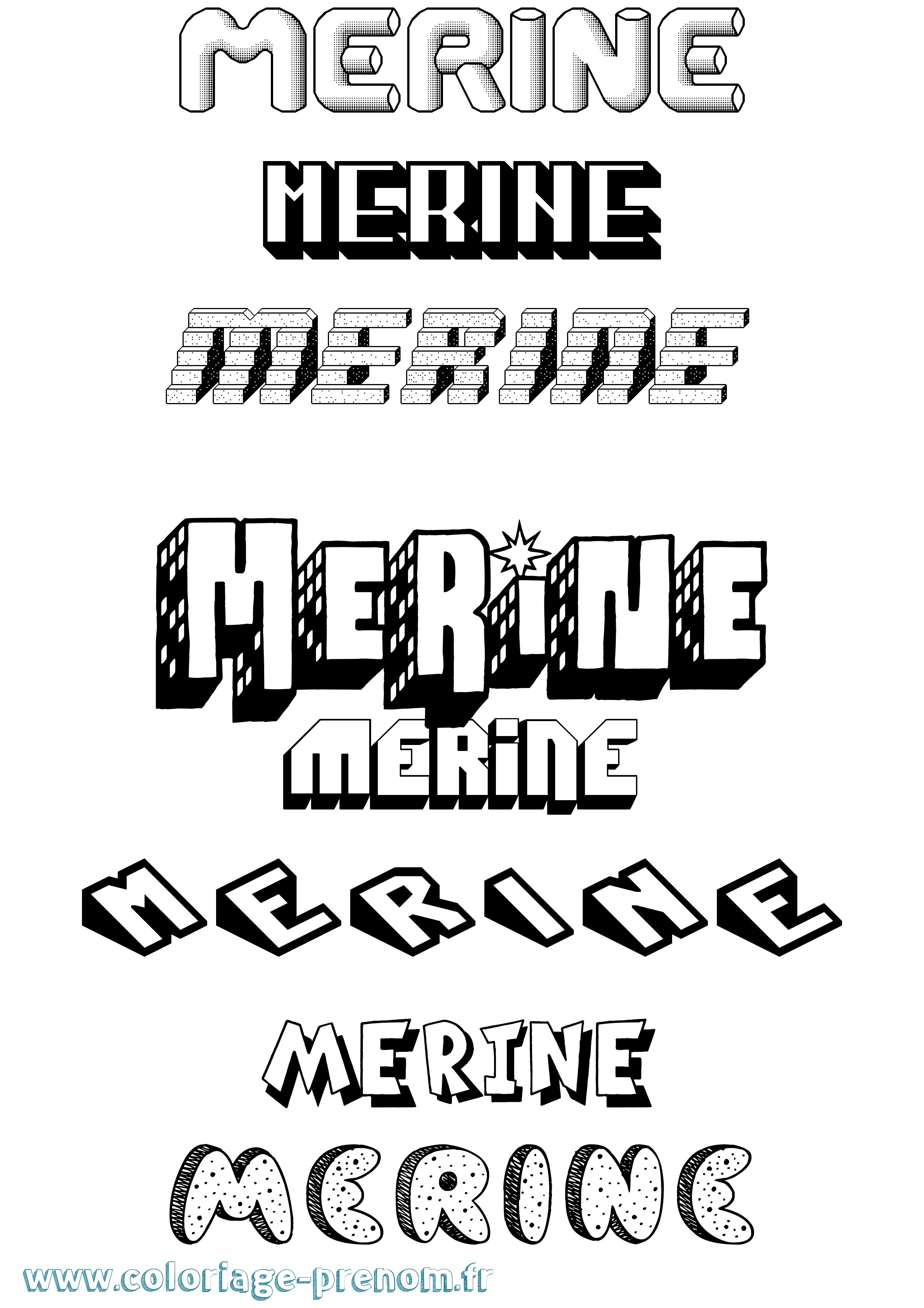 Coloriage Merine Effet 3D Coloriage prénom Merine Effet 3D
