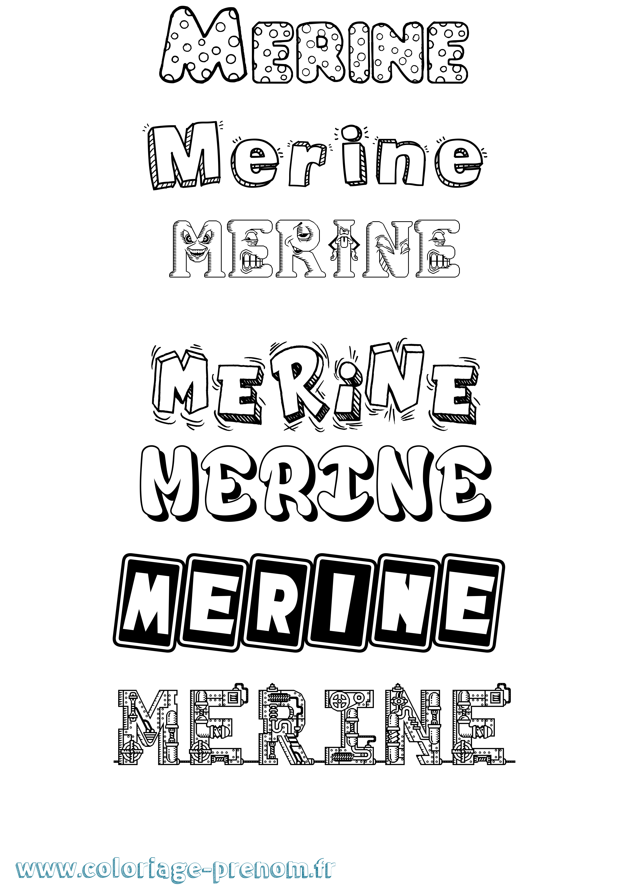 Coloriage Merine Fun Coloriage prénom Merine Fun