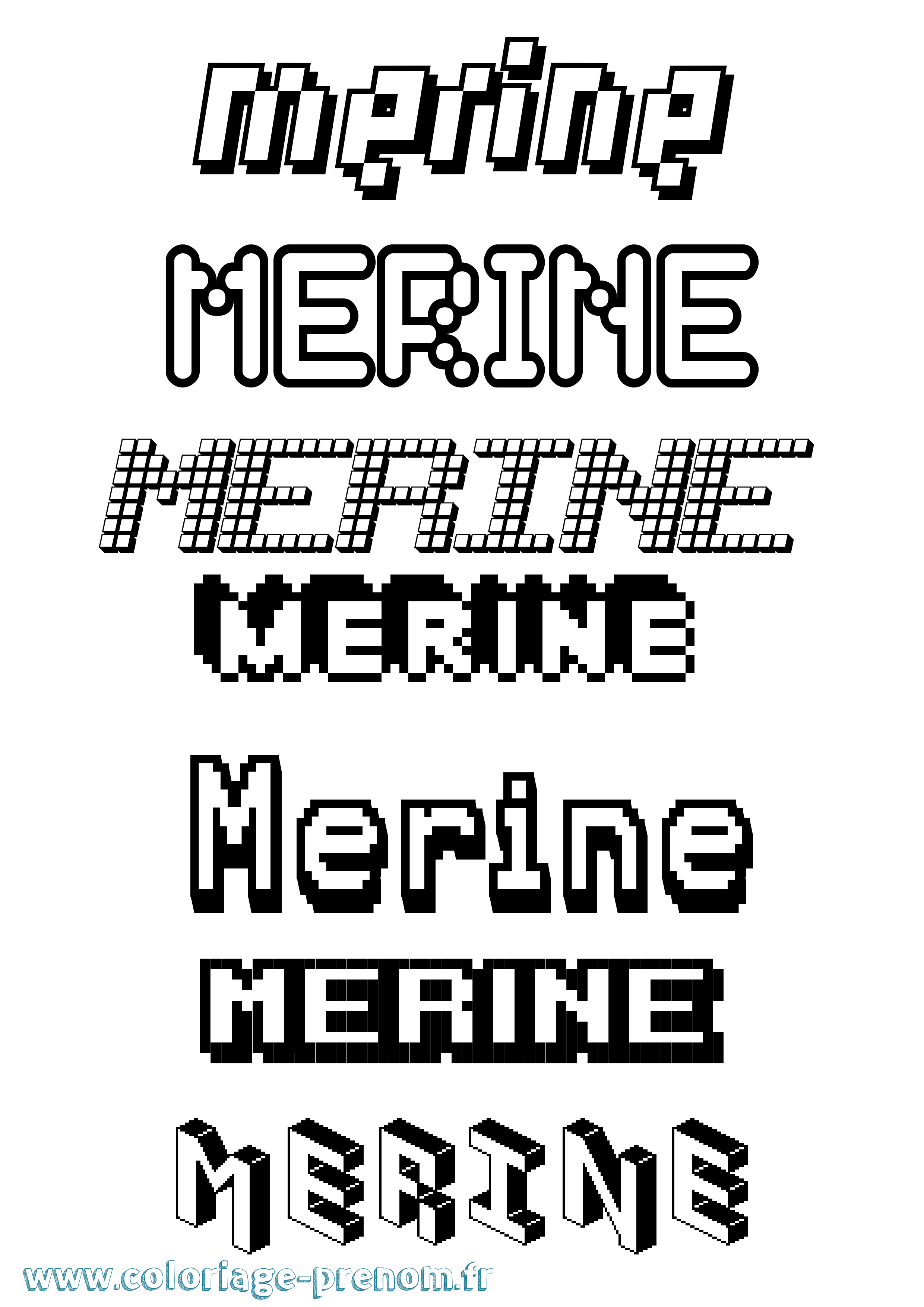 Coloriage Merine Pixel Coloriage prénom Merine Pixel